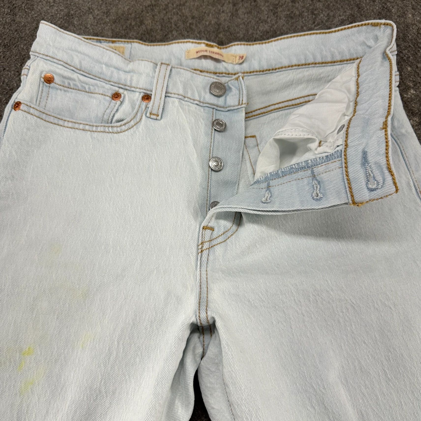 Levi's Levi's 501 Jeans Womens Straight 28 Blue Button Fly Light Wash 90s Distressed Regular Denim Navy? Size 28" / US 6 / IT 42 - 2 Thumbnail