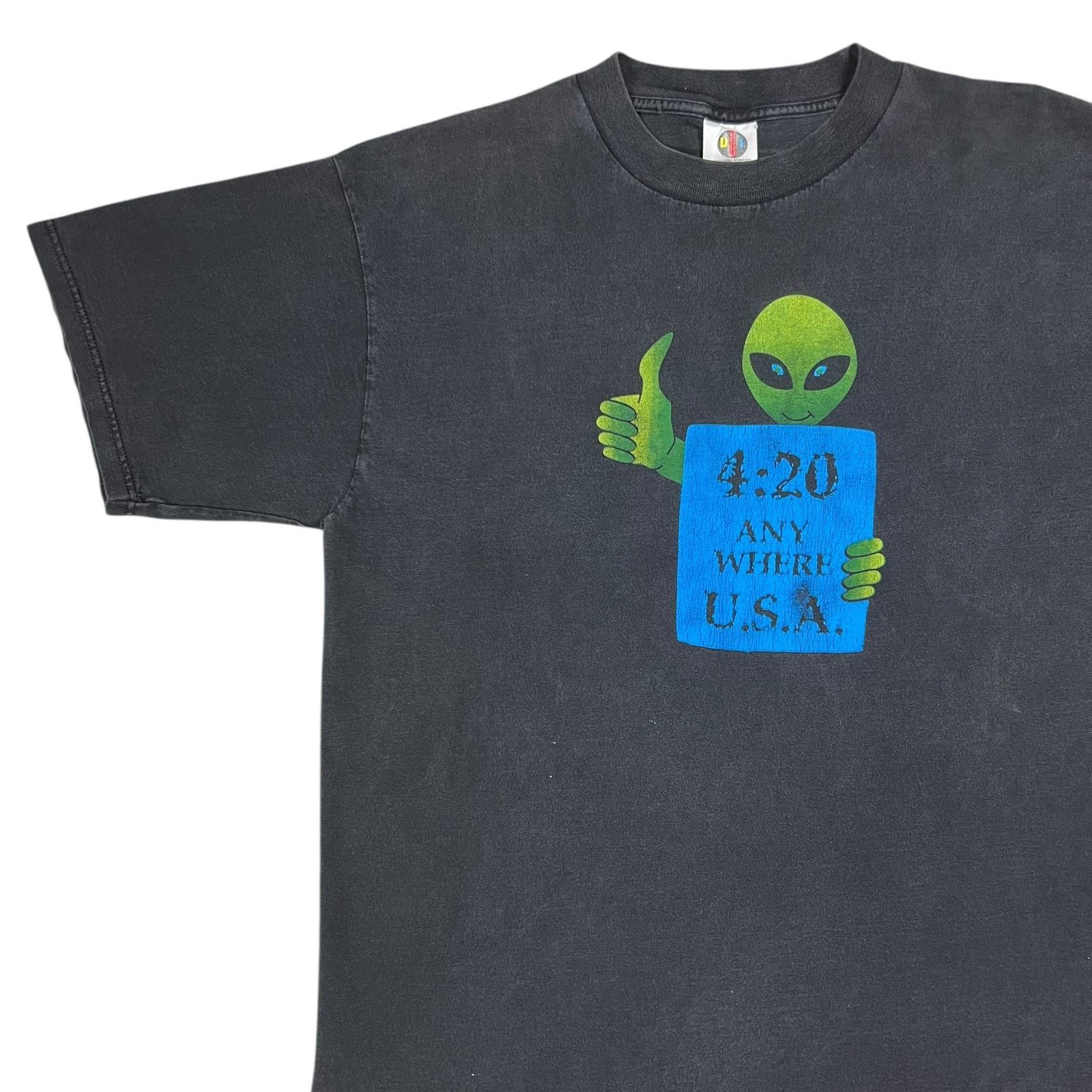 Vintage Vintage 90s 4:20 Alien Anywhere USA faded pot tee (XL) Size US XL / EU 56 / 4 - 4 Thumbnail