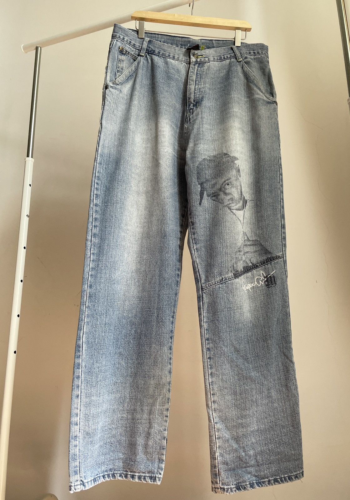 Makaveli VINTAGE 💧 Makaveli Y2K Vintage 2pac Rap Printed Denim Jeans Size US 38 / EU 54 - 1 Thumbnail