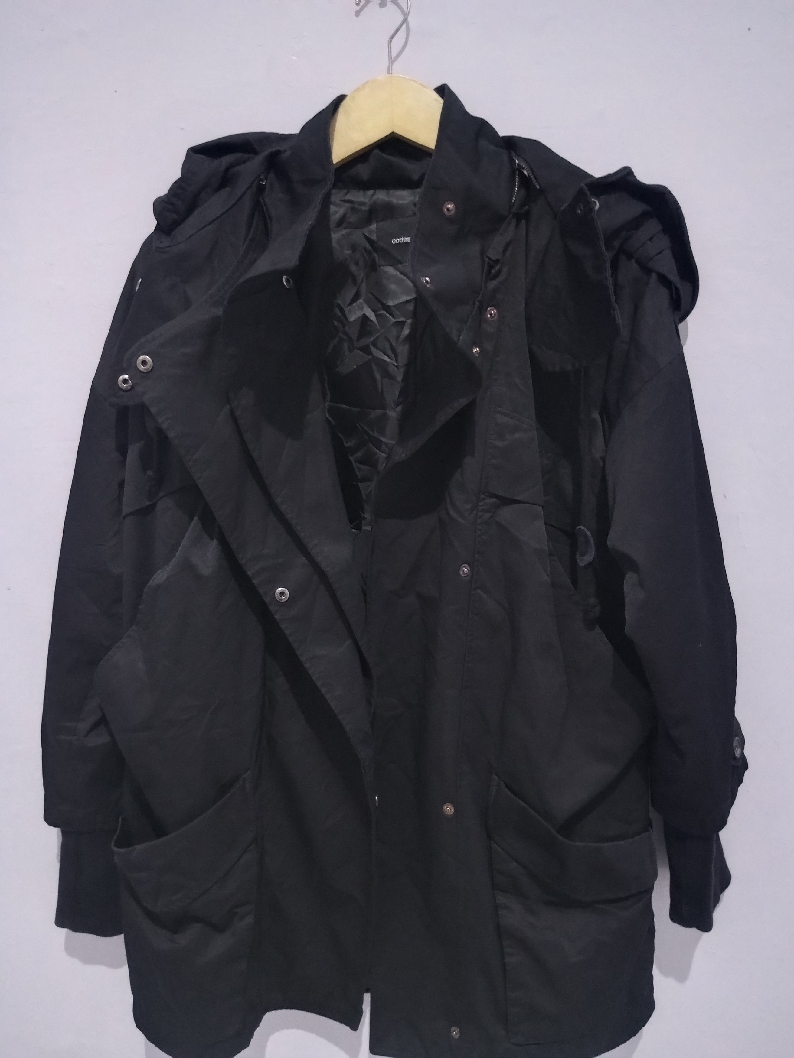 20471120 Vintage codes combine assymertic hoodie double layer parkas Size US L / EU 52-54 / 3 - 8 Thumbnail