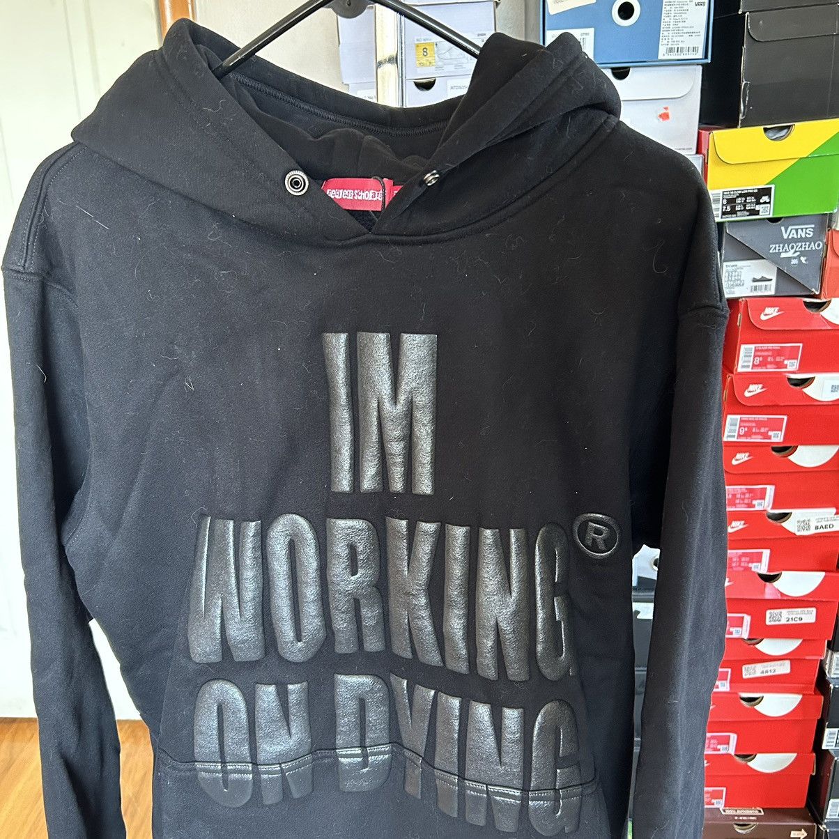 Reckless Scholars WORKiNG ON DYiNG COZY HEAVYWEiGHT FLEECE PUFF PRiNT HOODiE Size US XL / EU 56 / 4 - 9 Thumbnail