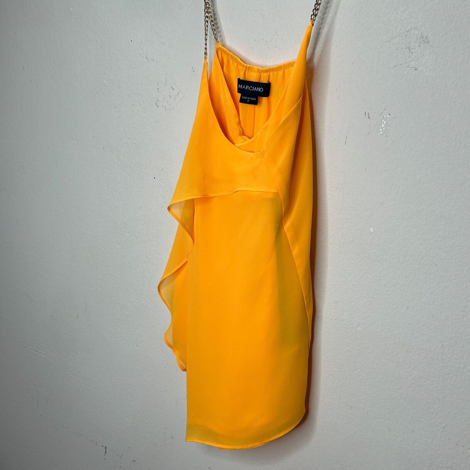 Other Marciano Yellow Tiered Ruffle Round Neck Chain Strap Blouse Size S / US 4 / IT 40 - 1 Thumbnail