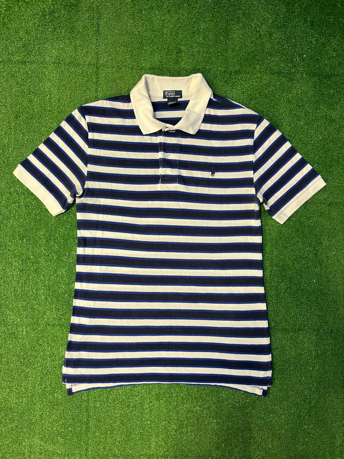 Pre-owned Polo Ralph Lauren X Vintage Polo Ralph Laurent Stripped Rugby Jersey Polo Tee Japan In Blue/white
