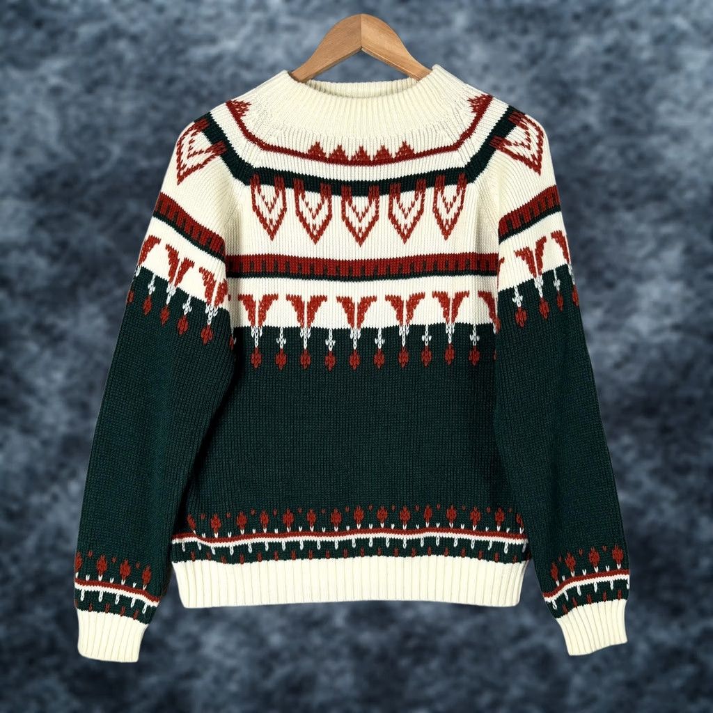 JCPenney VINTAGE JCPenney Sweater Mens Medium Green Nordic Fair Isle Ski Pullover 70s Size US M / EU 48-50 / 2 - 1 Thumbnail