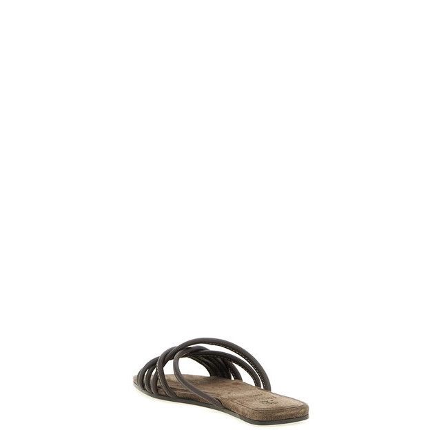 Brunello Cucinelli BRUNELLO CUCINELLI Brown Leather Slide Sandals New & Authent Size US 7 / IT 37 - 3 Thumbnail