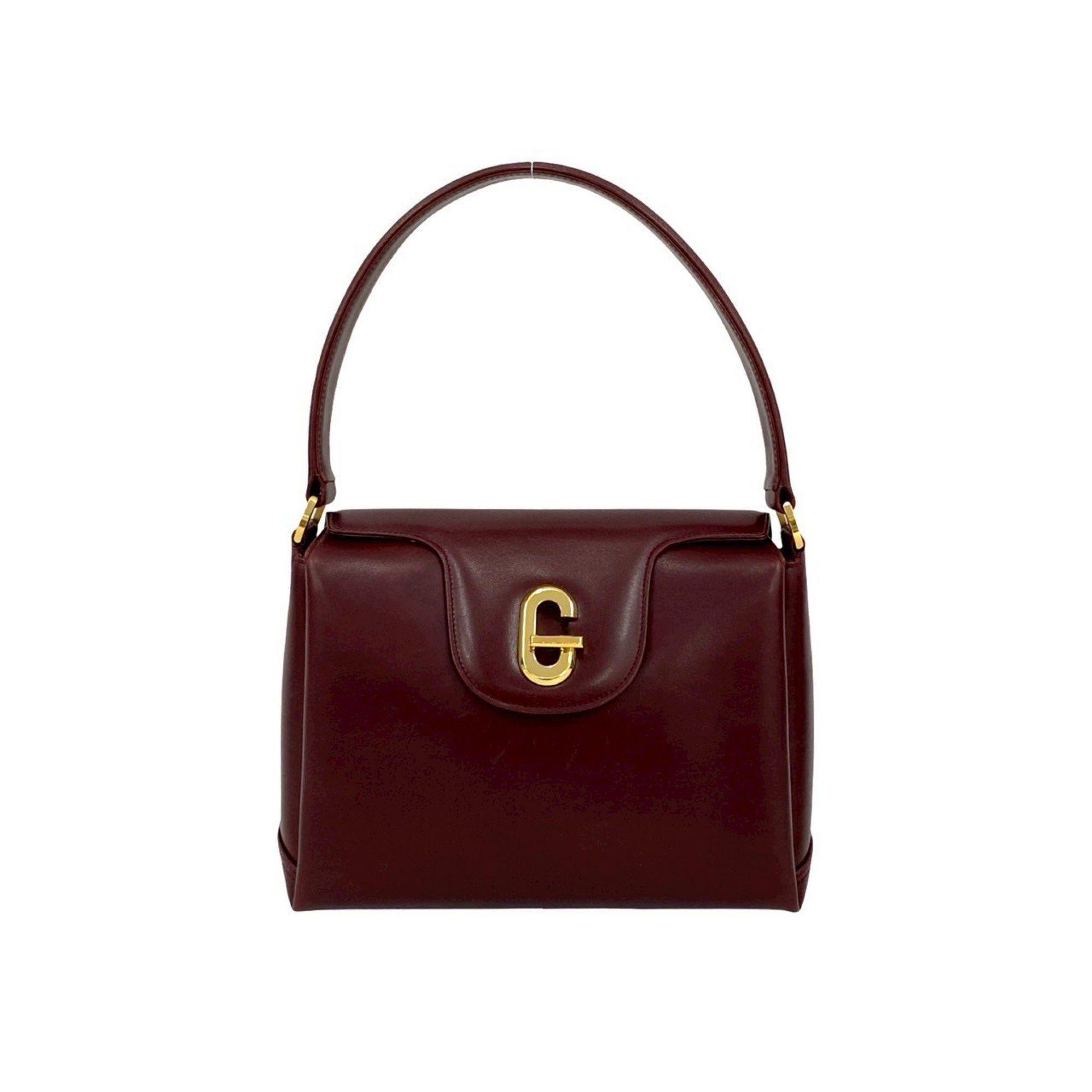 GUCCI Vintage G Logo Turnlock Leather Handbag, One-Shoulder