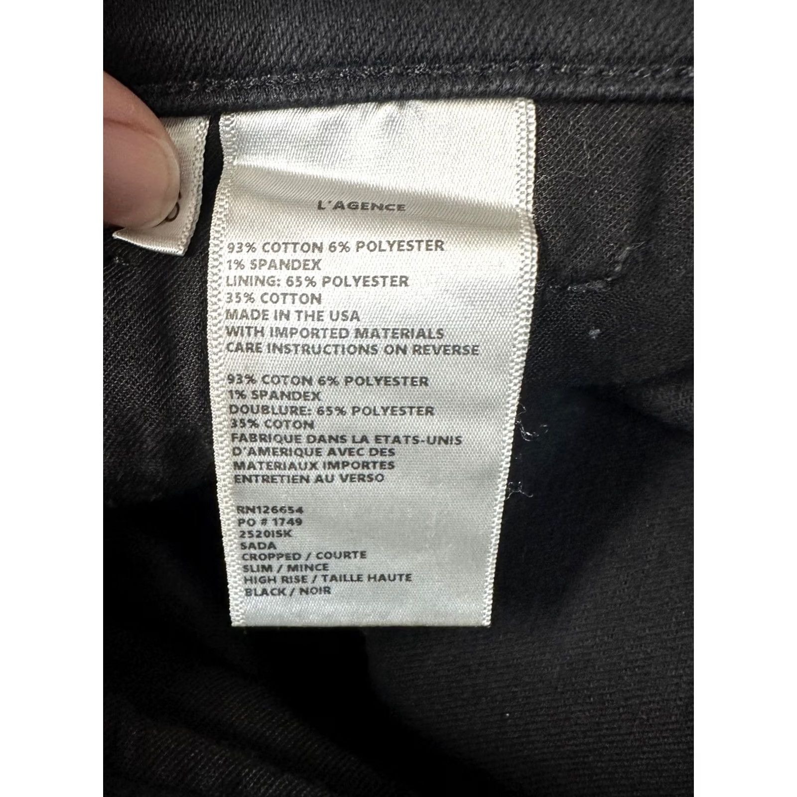 L'AGENCE L'AGENCE Jeans Womens 26 Black High Rise Cropped Slim Stretch Denim USA Shirt/Jeans Womens 26 Black High Rise Cropped Slim Denim Size 26" / US 2 / IT 38 - 7 Thumbnail