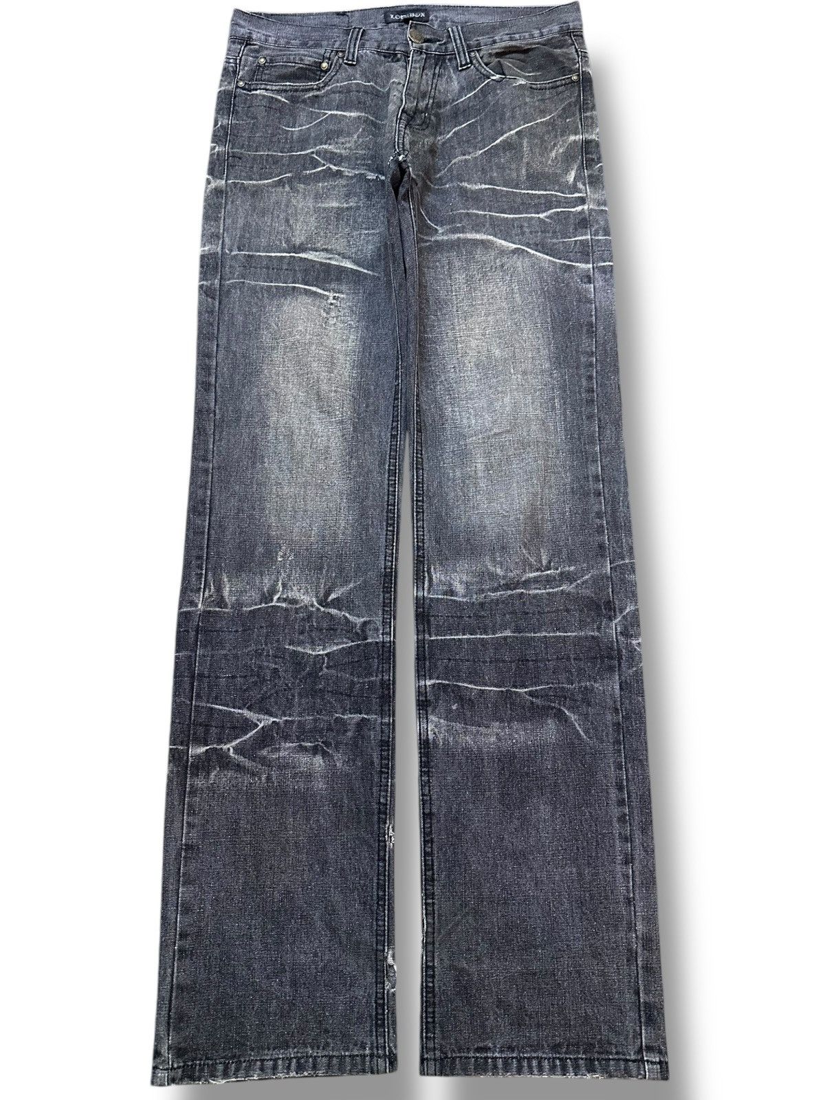 LOWBOX Vintage Lowbox Black Whiskers Distressed Denim Size US 31 - 1 Thumbnail
