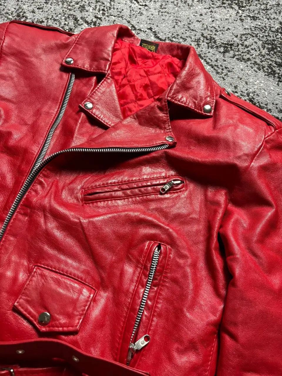 Vintage Vintage Y2K Red Leather Vera Pelle Italy Motorcycle Jacket Size US M / EU 48-50 / 2 - 5 Thumbnail