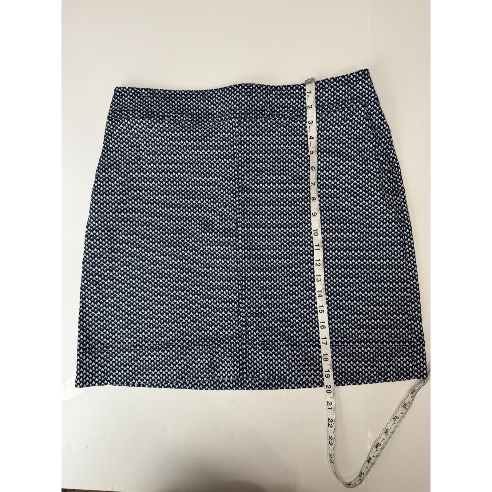 Talbots Talbots Petites 14P Navy Print Stretch Skirt Classic Preppy Size 34" / US 12 / IT 48 - 4 Thumbnail