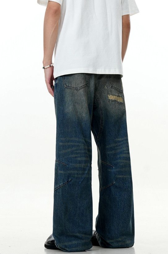 Vintage Men's retro blue loose straight casual distressed jeans Size US 32 / EU 48 - 4 Thumbnail