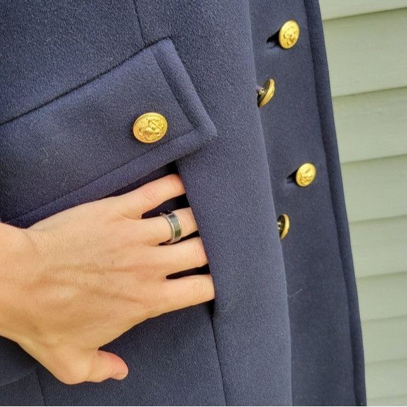 Vintage Vintage 50s Navy Blue Wool Double Breasted Greatcoat Militar Size L / US 10 / IT 46 - 7 Thumbnail