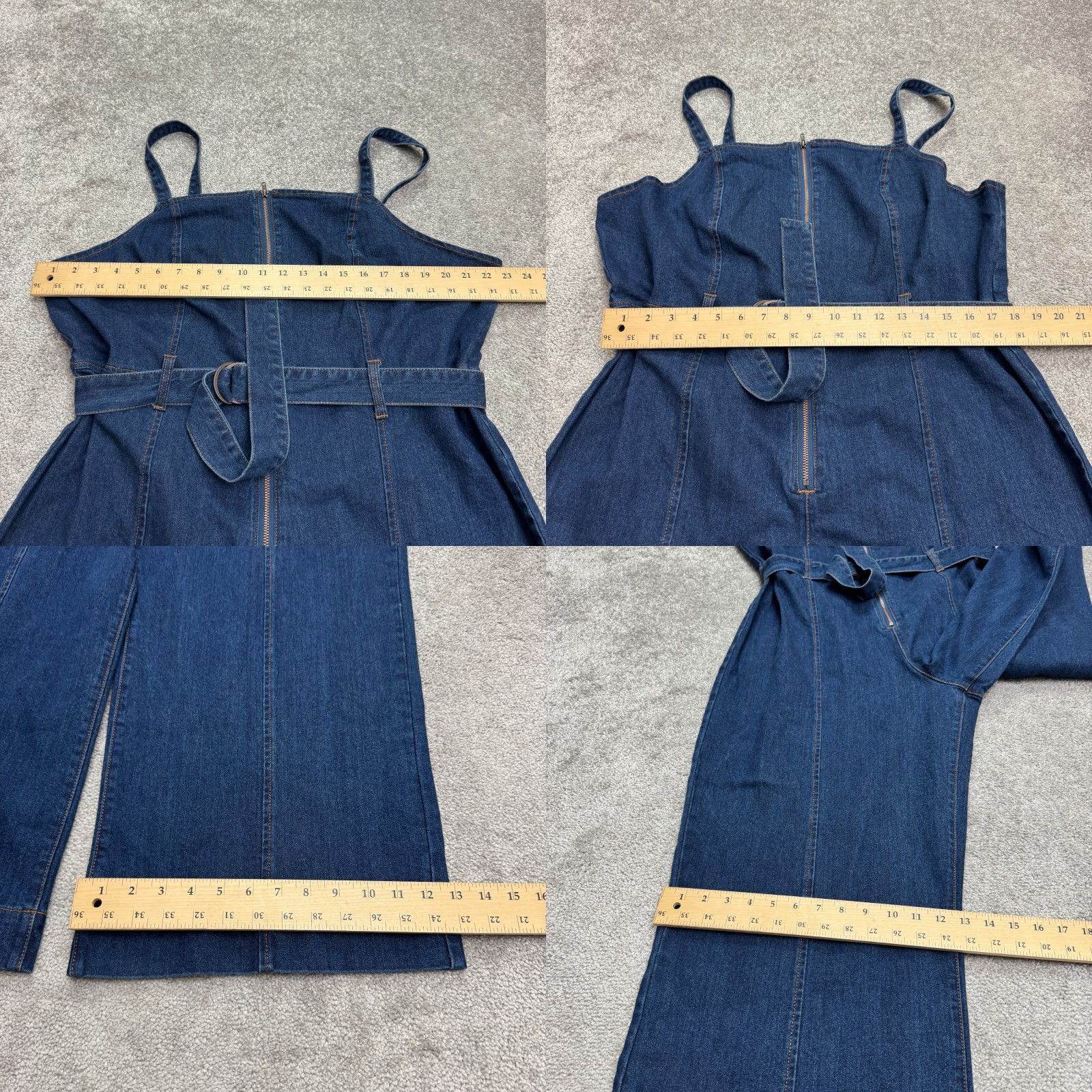 Vintage Princess Highway Jumpsuit Denim Belted Wide-Leg 16W Blue Women Size 38" / US 16 / IT 52 - 8 Thumbnail
