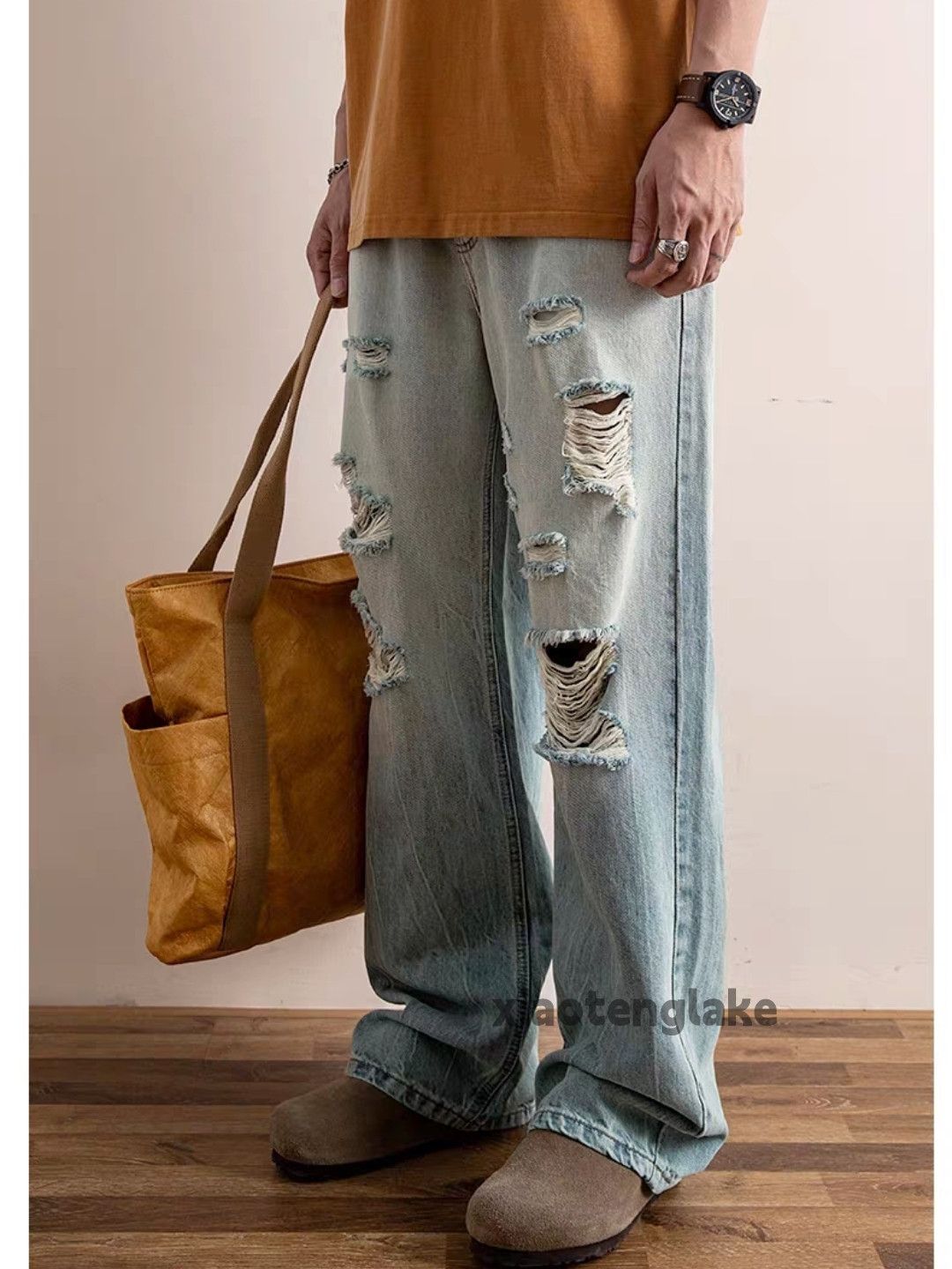 Vintage xtl washed faded loose baggy ripped damaged jeans Size US 30 / EU 46 - 2 Thumbnail