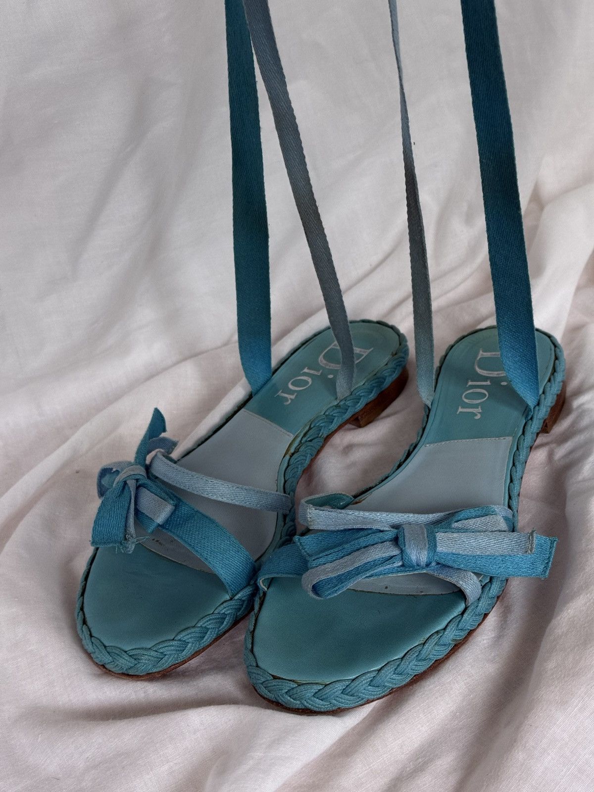 Dior Dior Cloth Turquoise Tied Sandals Size US 6.5 / IT 36.5 - 2 Thumbnail