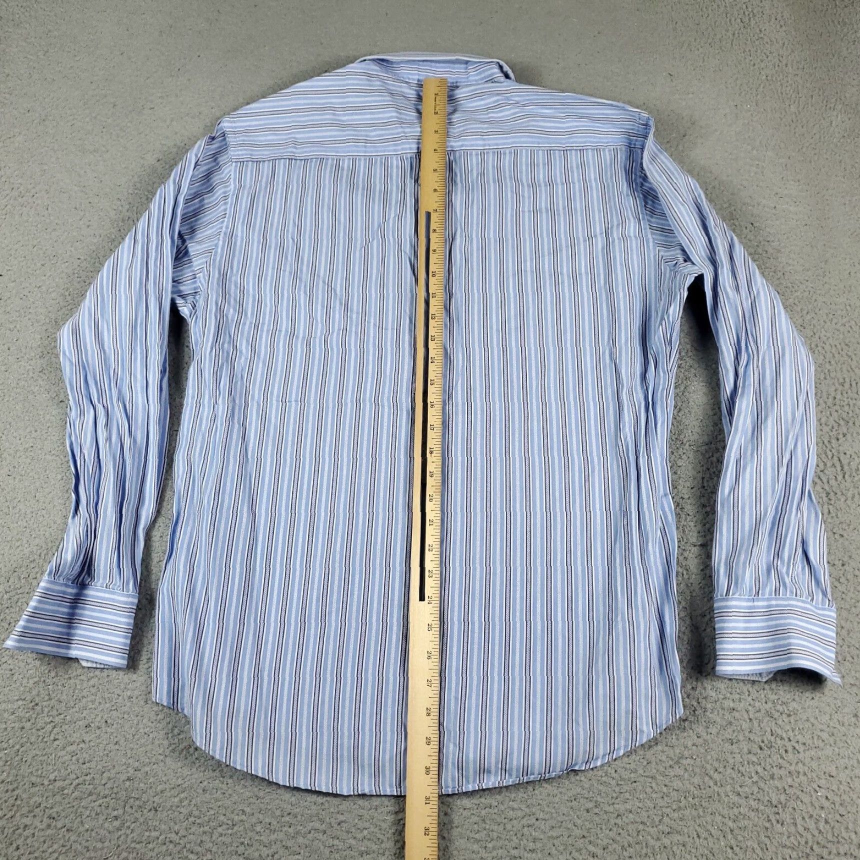 BUGATCHI Bugatchi Uomo Shirt Mens XL Blue Striped Button-Up Long Sleeve Regular Fit Casual Size US XL / EU 56 / 4 - 3 Thumbnail