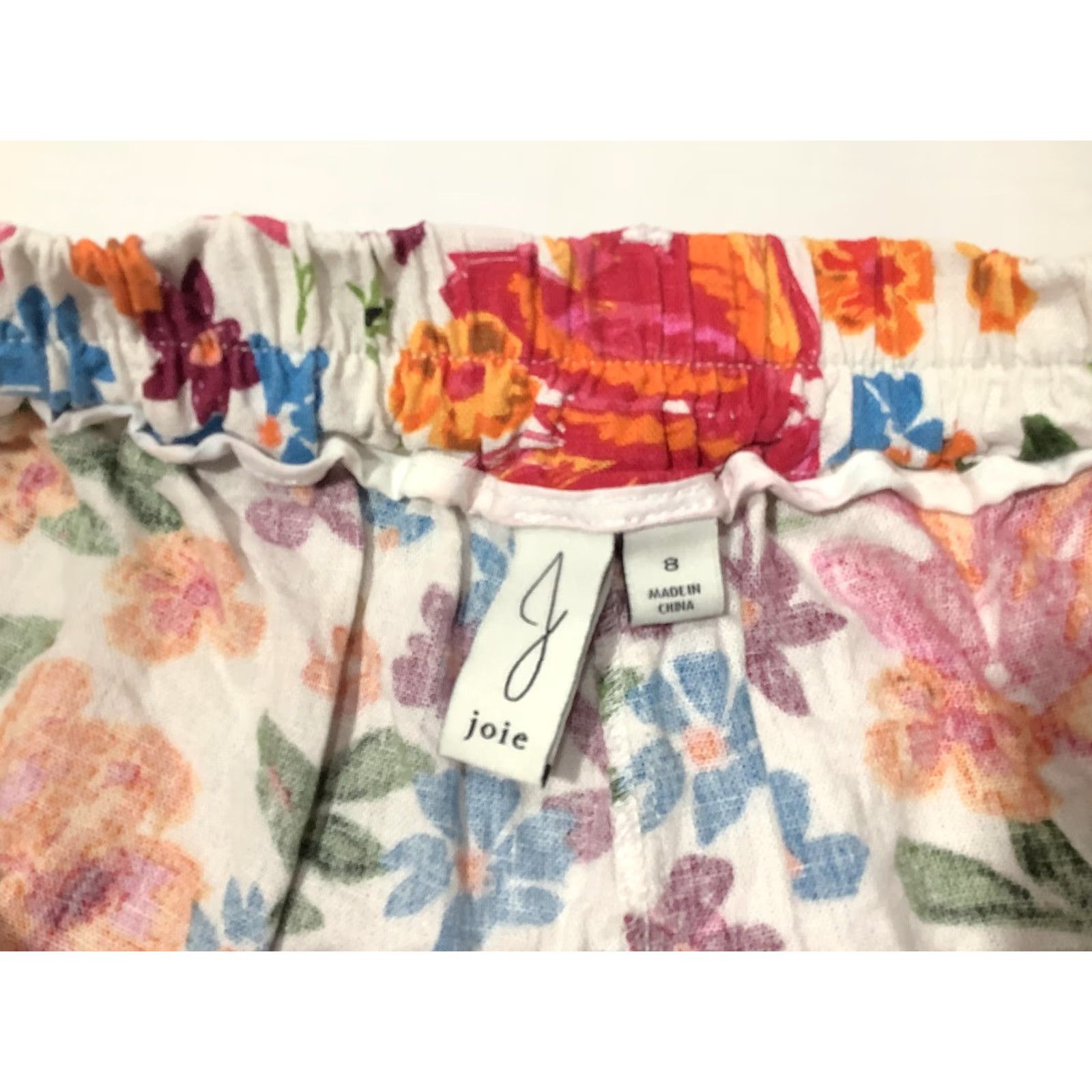 Joie Joie Pants Womens 8 Multicolor Floral Linen Blend Wide-Leg Crop Beaded Tassel Belted Pockets Boho 90s? Size 30" / US 8 / IT 44 - 6 Thumbnail