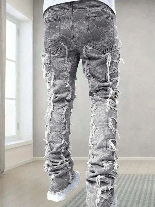 Japanese Brand × Vintage Washed Stacked Distressed Ripped Skinny Jeans Size US 35 - 1 Thumbnail