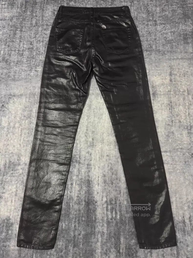 Saint Laurent Paris Saint Laurent Paris Black Coated Wax Crackle Claw Black Vi Size US 27 - 2 Thumbnail