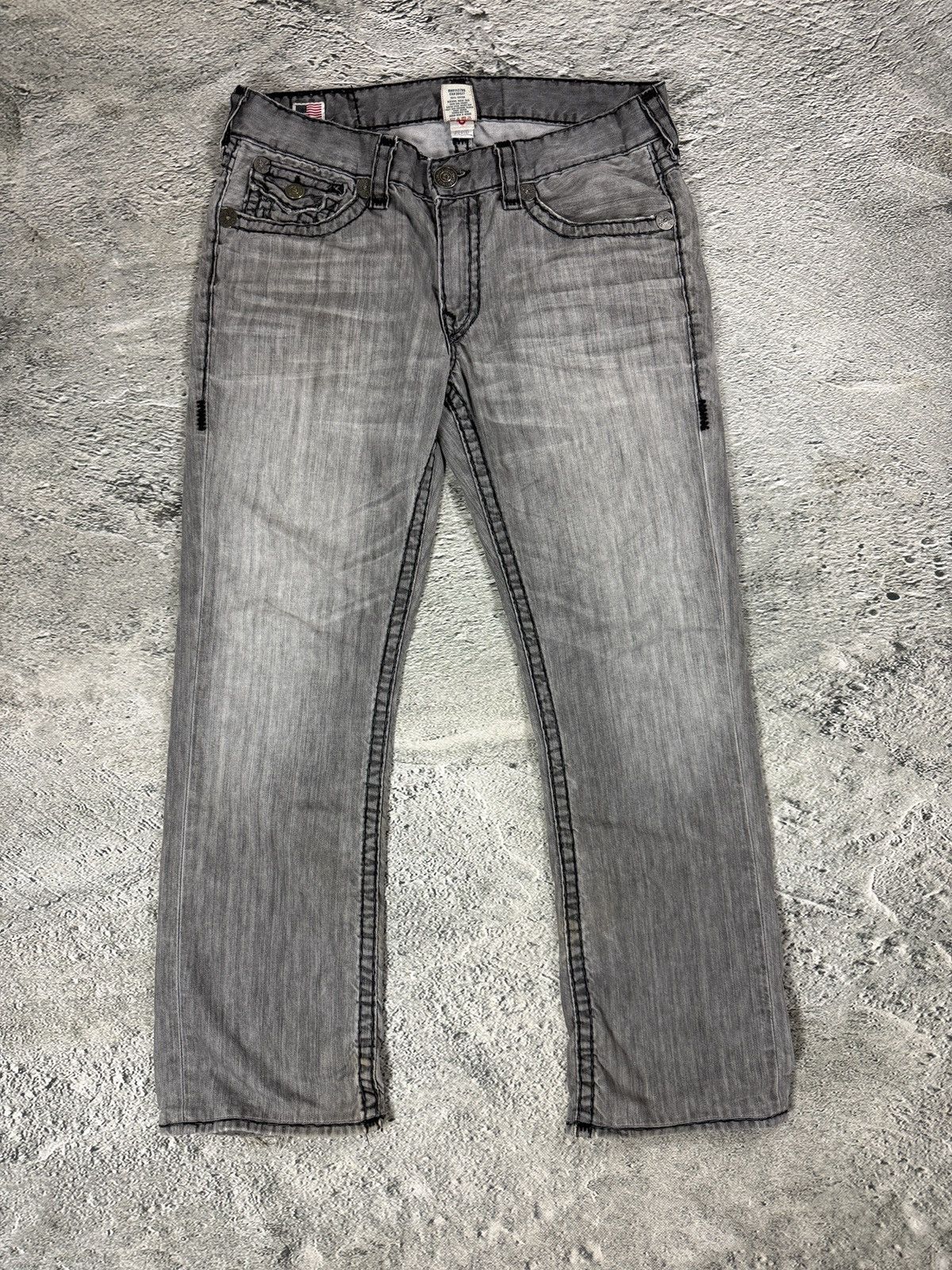 True Religion True Religion grey jeans black thick stitching Y2K Logan Size US 36 / EU 52 - 6 Thumbnail