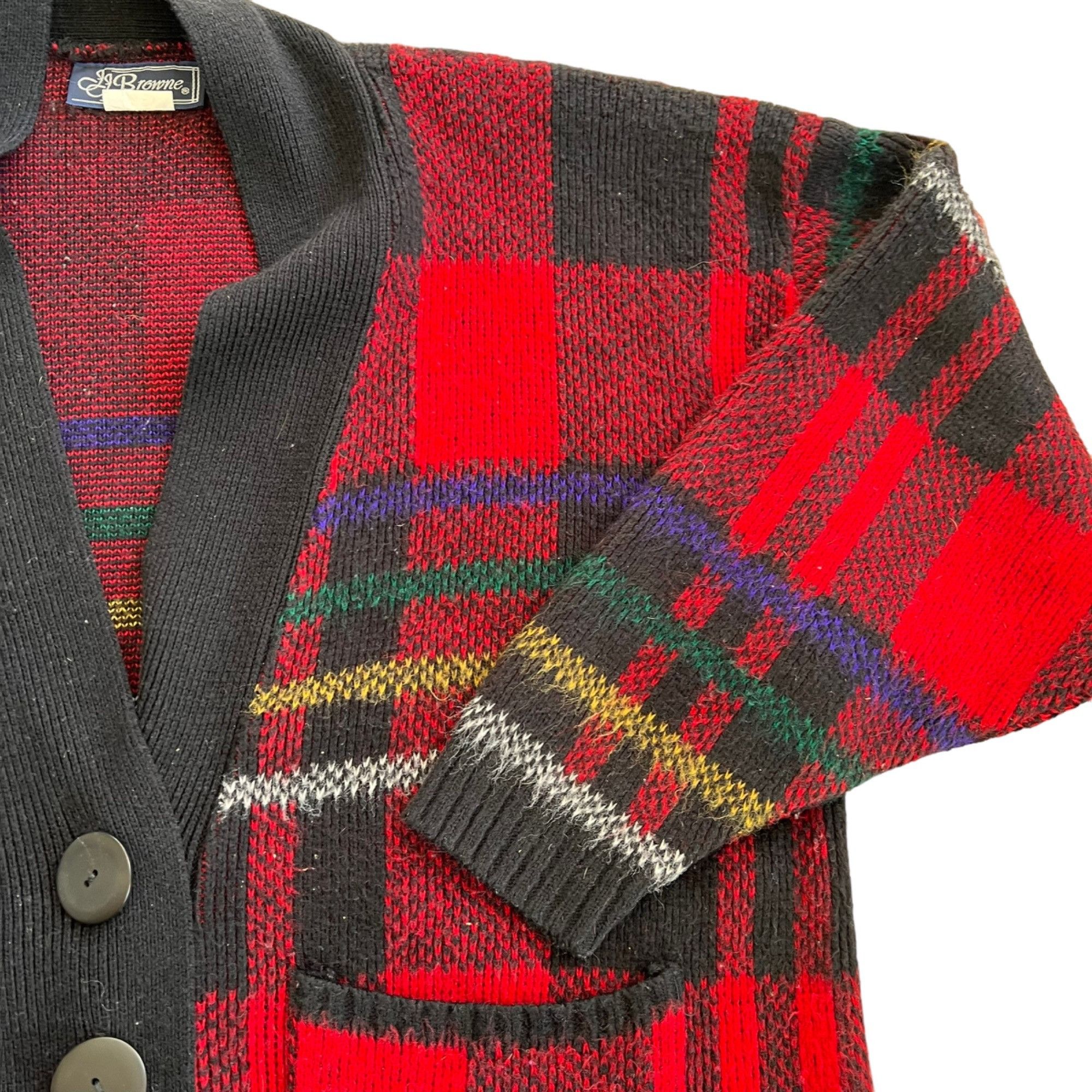 Vintage Vintage JJ Browne Plaid Sweater Cardigan L Size L / US 10 / IT 46 - 3 Thumbnail