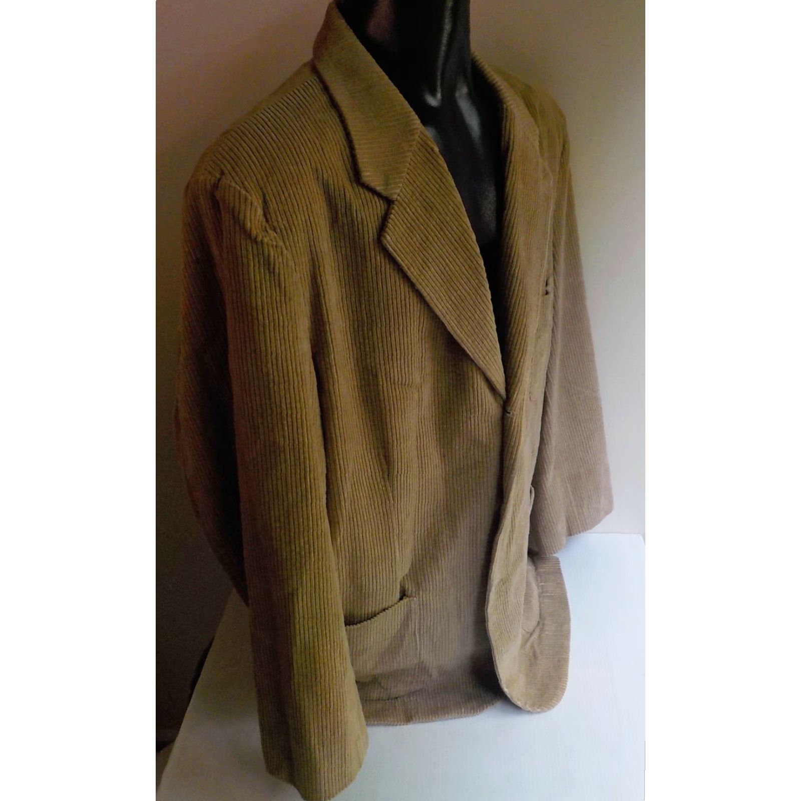 J.Crew VINTAGE J.CREW Corduroy 3 Button Blazer 100% Cotton XL Beige Blazer Men XL Beige Corduroy 3 Button Notch Jacket Patch Pockets Mens Size 46R - 3 Thumbnail