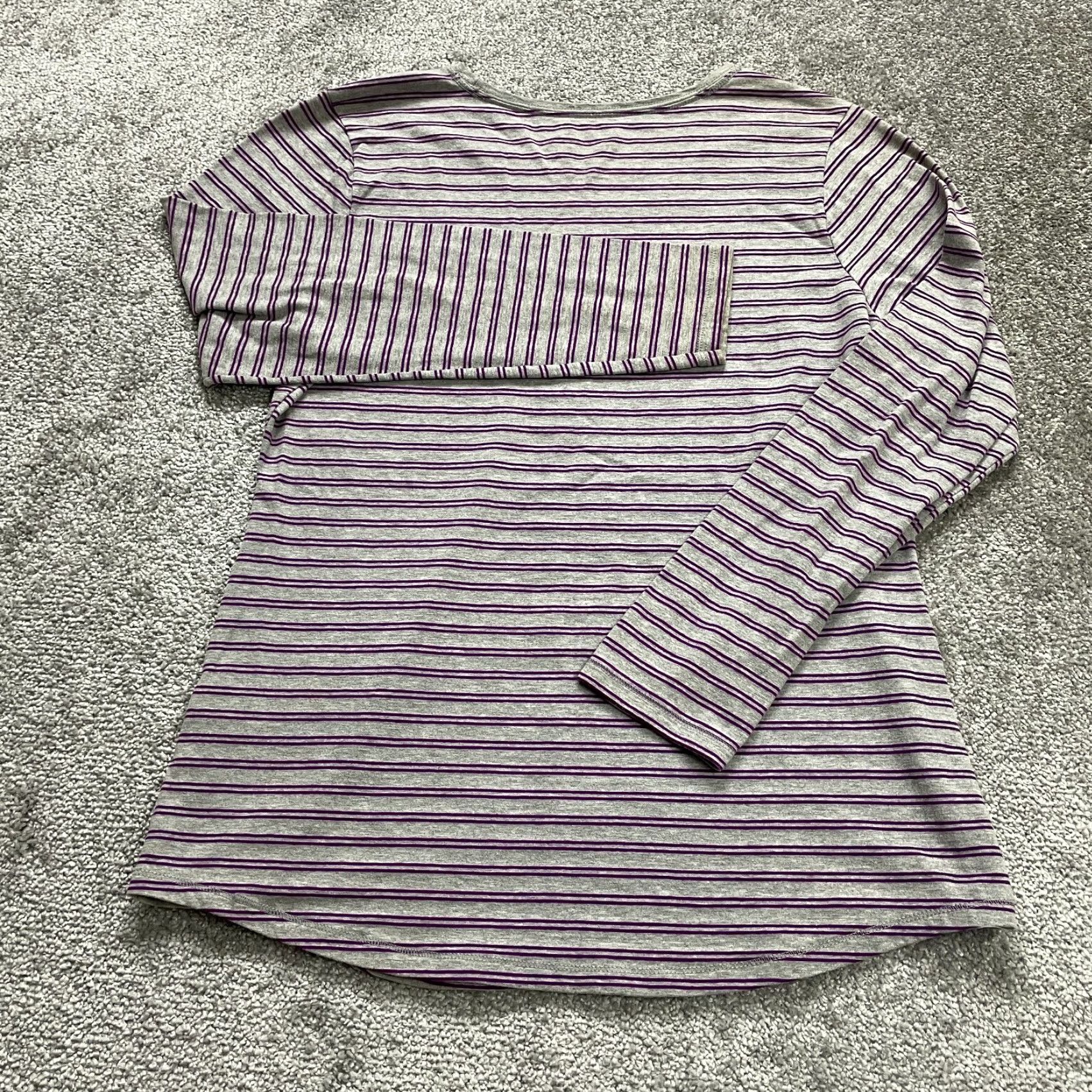 Hanes Hanes Blouse Womens Large Multicolor Striped Casual Long Sleeve Round Neck Top Size L / US 10 / IT 46 - 2 Thumbnail