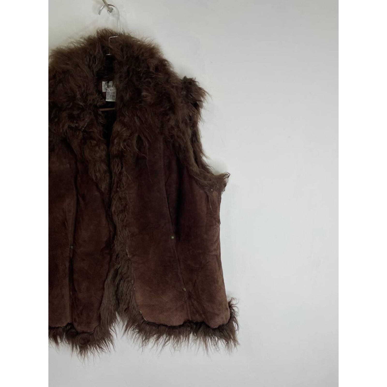Leather × Vintage Vintage 00s Brown Shearling Leather Vest Faux Fur Boho Style Size M / US 6-8 / IT 42-44 - 8 Thumbnail
