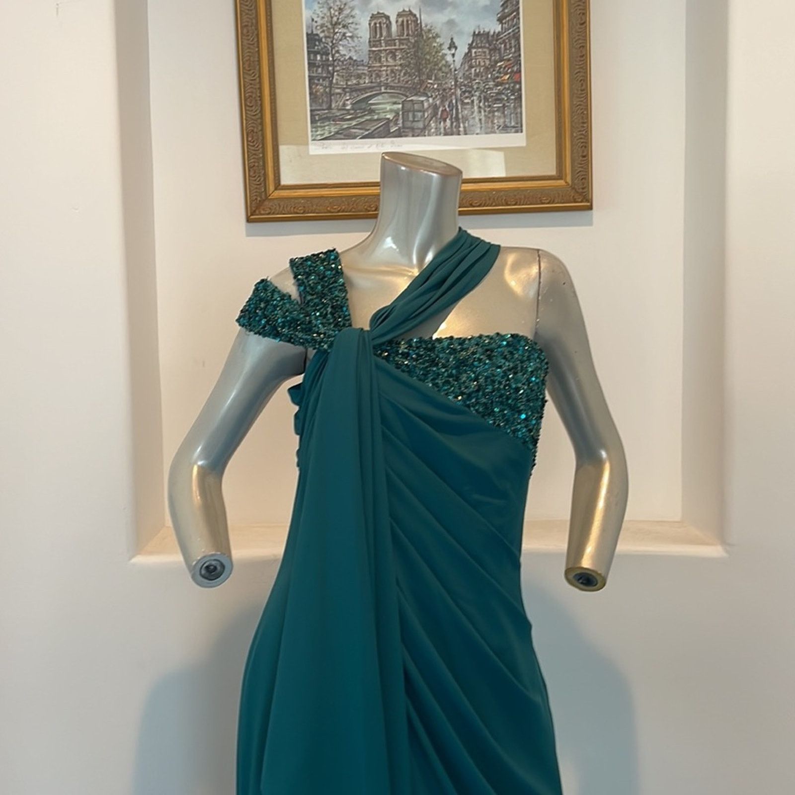 Badgley Mischka Badgley Mischka Collection Aqua Gown Maxi Dress Formal 10 Size L / US 10 / IT 46 - 9 Thumbnail