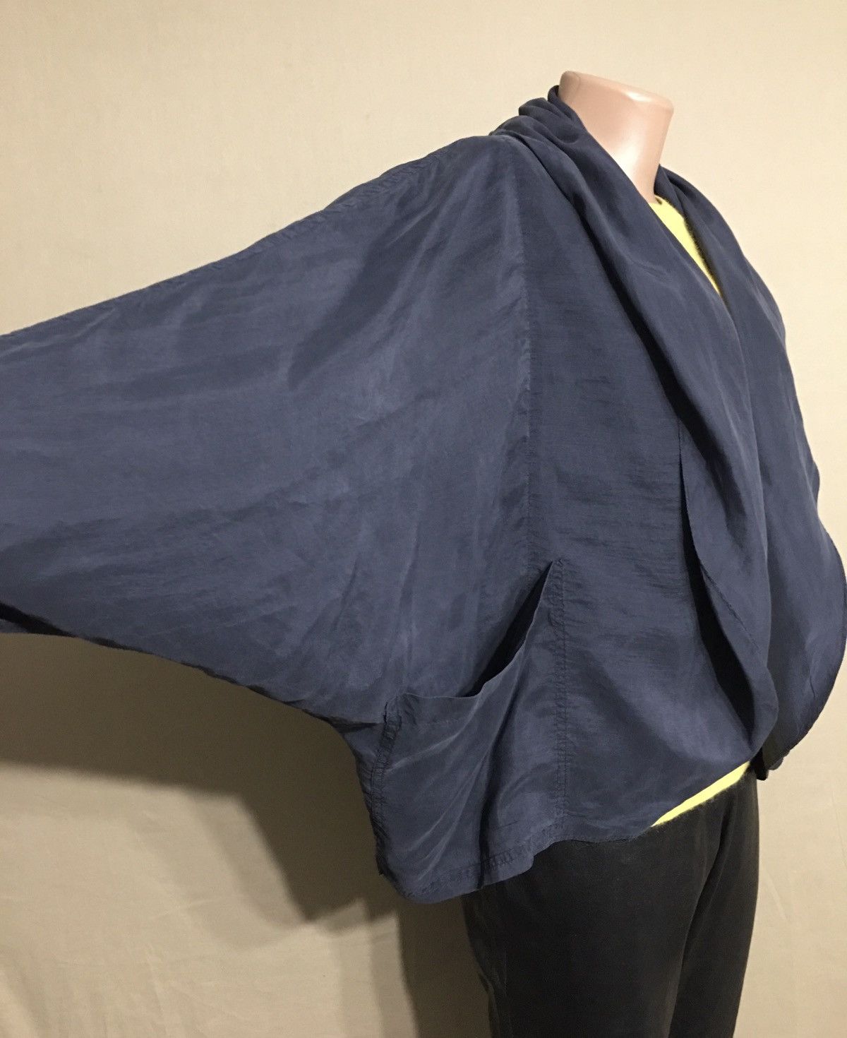 Designer Christa De Carouge Blue Silk Blouse Jacket Oversized Size ONE SIZE - 4 Thumbnail