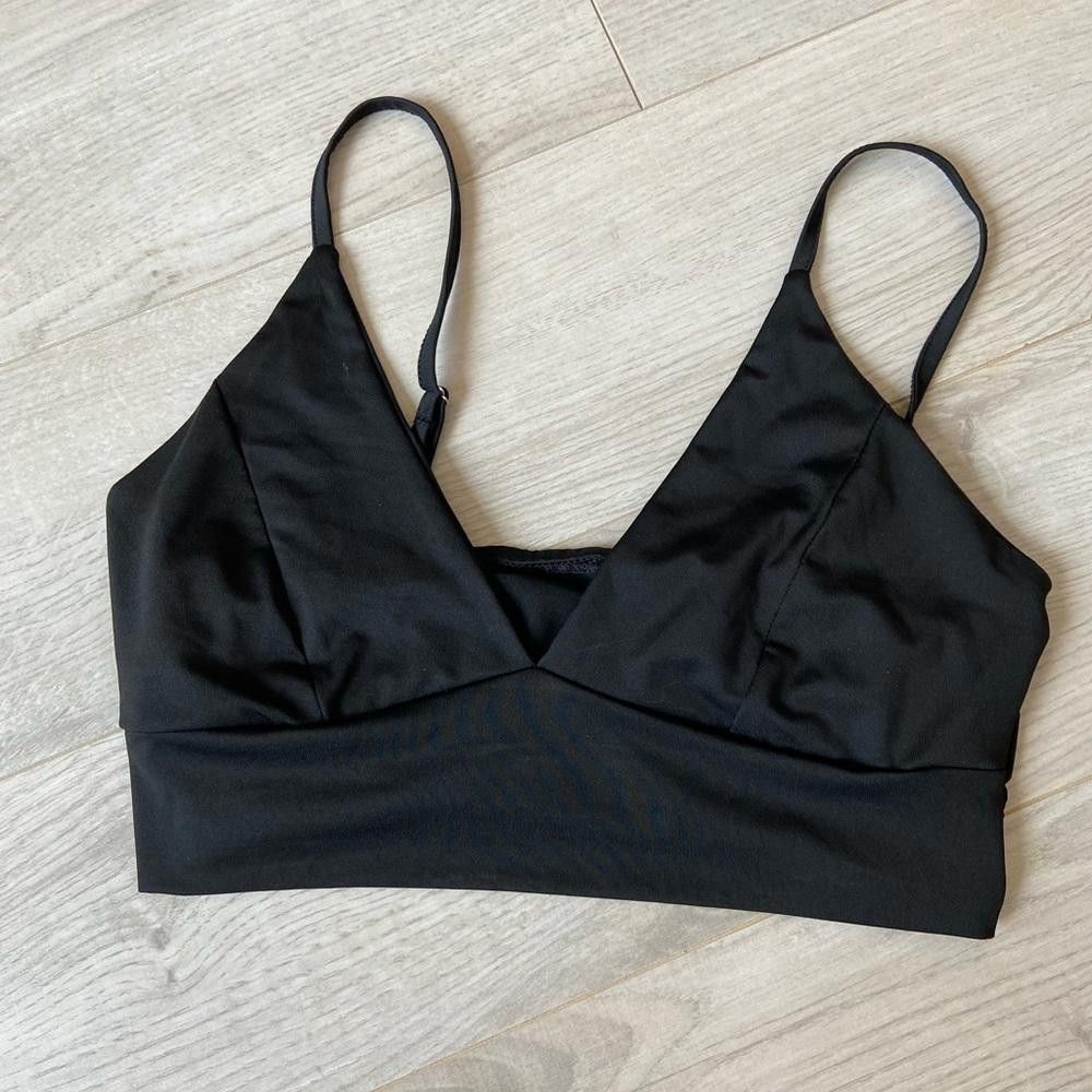 Designer Black V Neck Bralette Size ONE SIZE - 1 Thumbnail