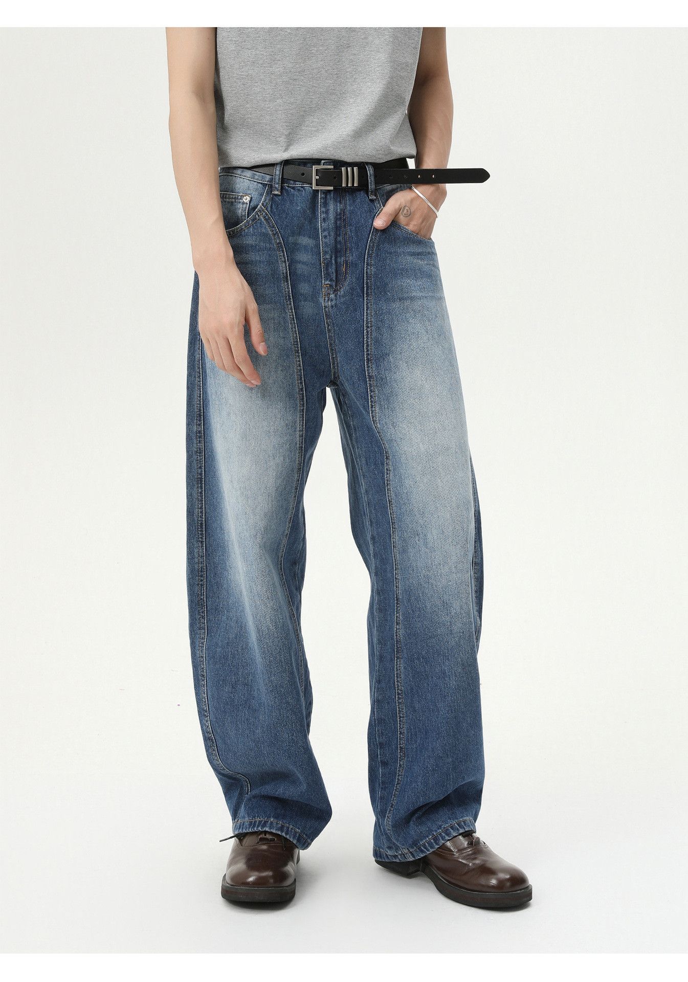 Japanese Brand Japanese vibe distressed casual loose washed curved jeans Size US 32 / EU 48 - 3 Thumbnail
