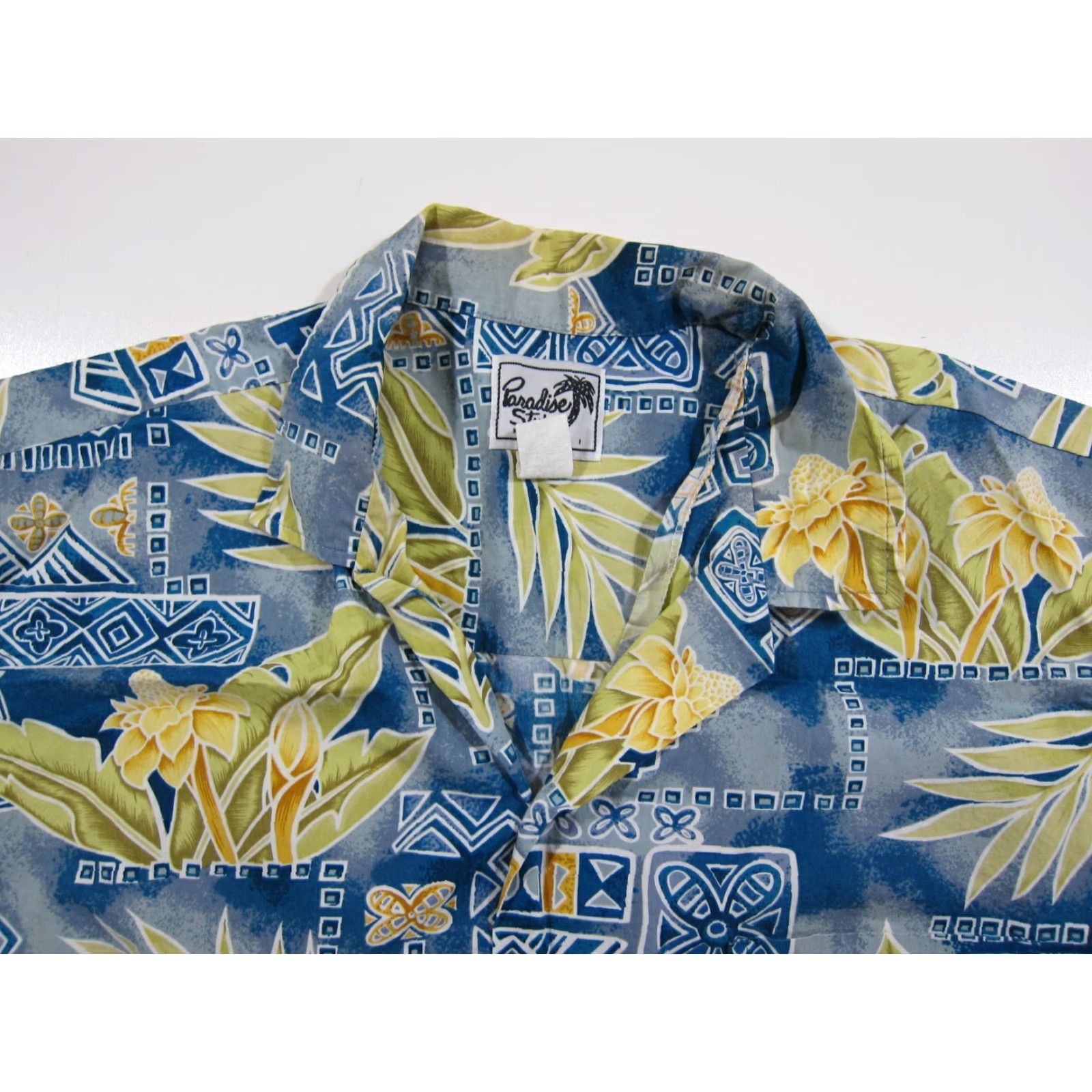 Paradise VINTAGE Paradise Style Cotton Blue Yellow Green Floral Hawaiian Shirt Men XL Size US XL / EU 56 / 4 - 4 Thumbnail