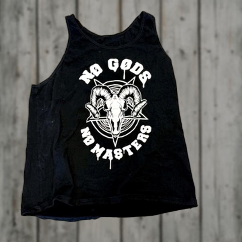 No Gods No Masters Ram Skull Punk Tank Top Black M-L Free Shipping