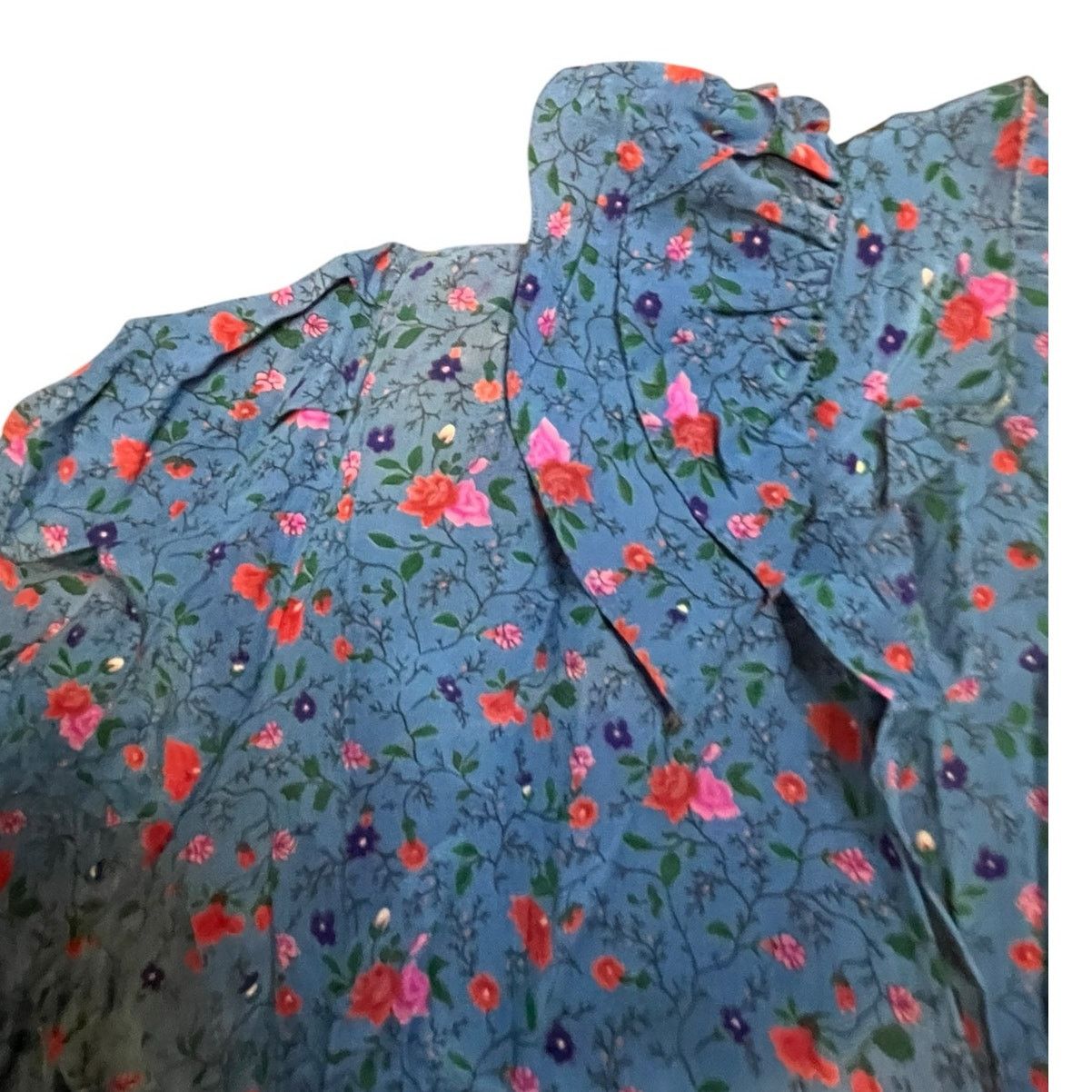Emanuel Ungaro Emanuel Ungaro Blue Floral Ruffled V-Neck Dress Size M Size M / US 6-8 / IT 42-44 - 10 Thumbnail