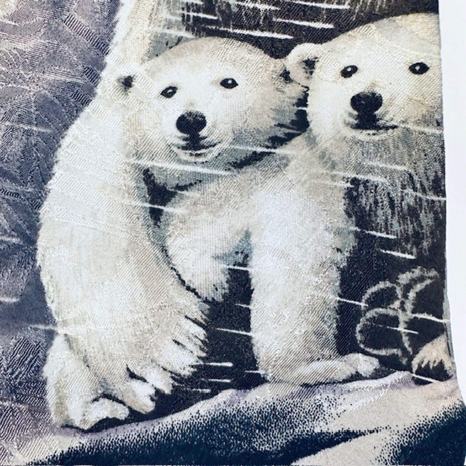 Other Endangered Species Tie Artic Polar Bears, Blk/White/Blu Silk Size ONE SIZE - 12 Thumbnail