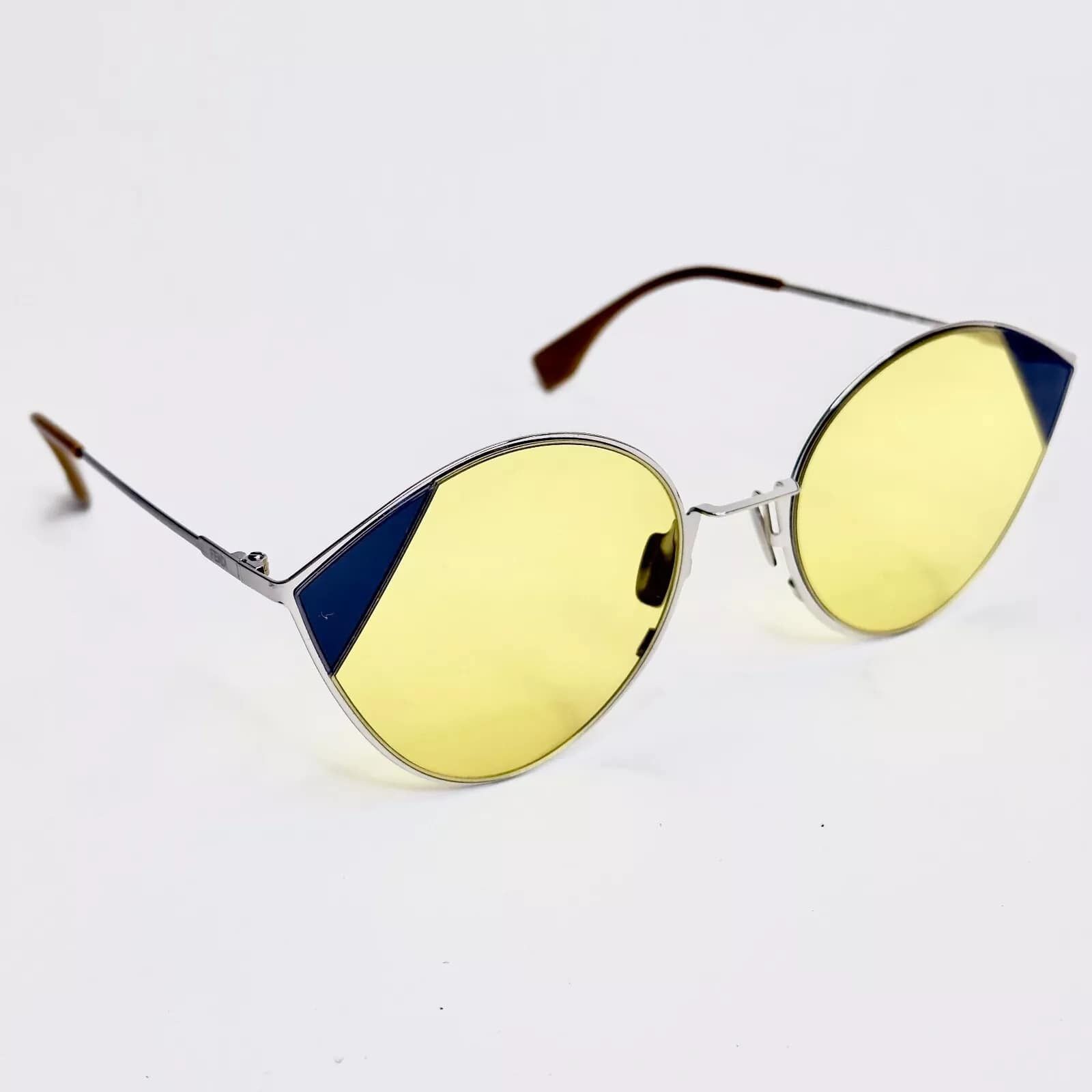 Fendi FENDI 0341 Silver Yellow Geometric Oval Metal Flat FF0341S Size ONE SIZE - 6 Thumbnail