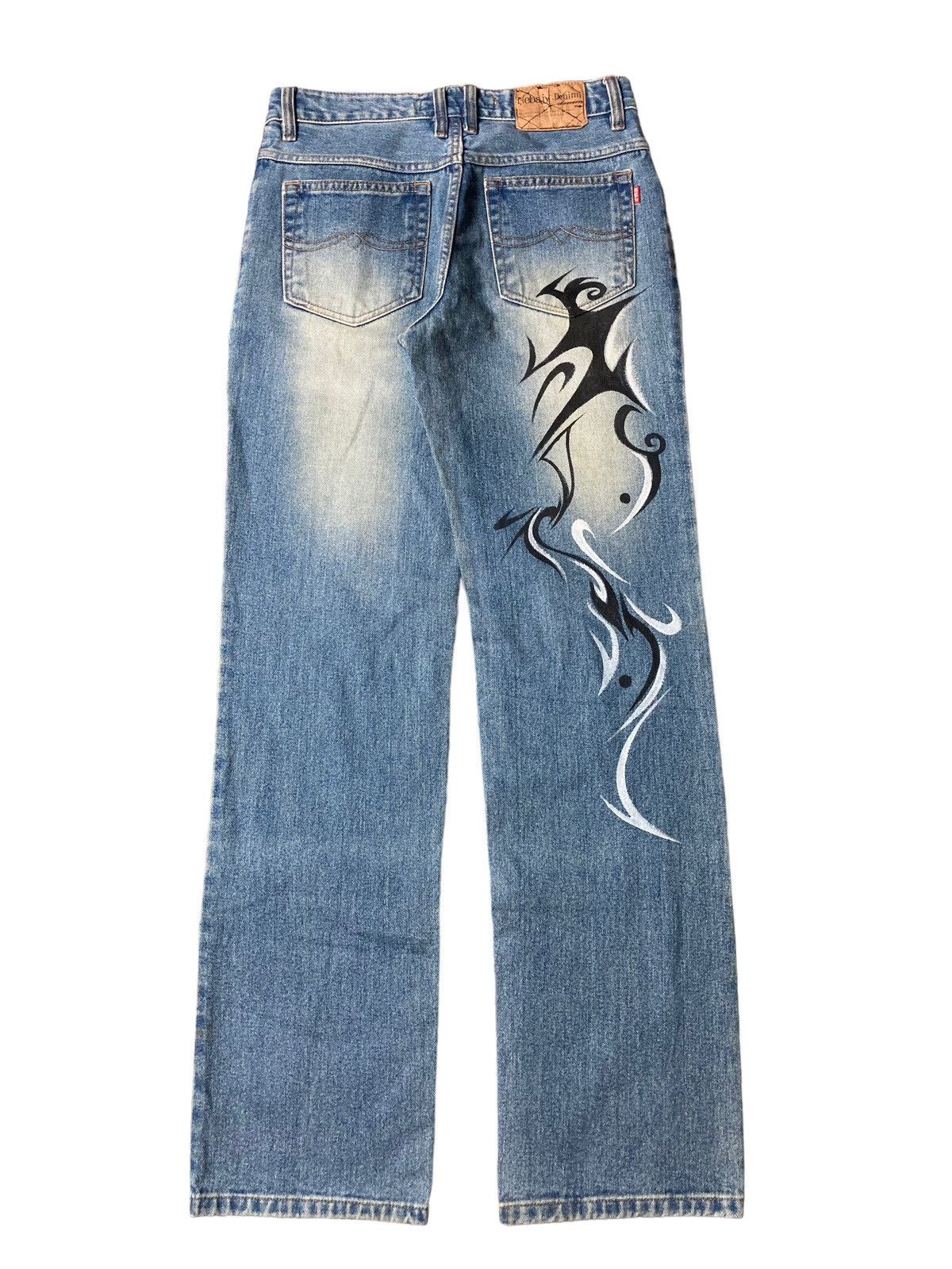 Hysteric Glamour × Japanese Brand NEBAJY Painted Tattoo Art Unique Jeans Size US 30 / EU 46 - 4 Thumbnail