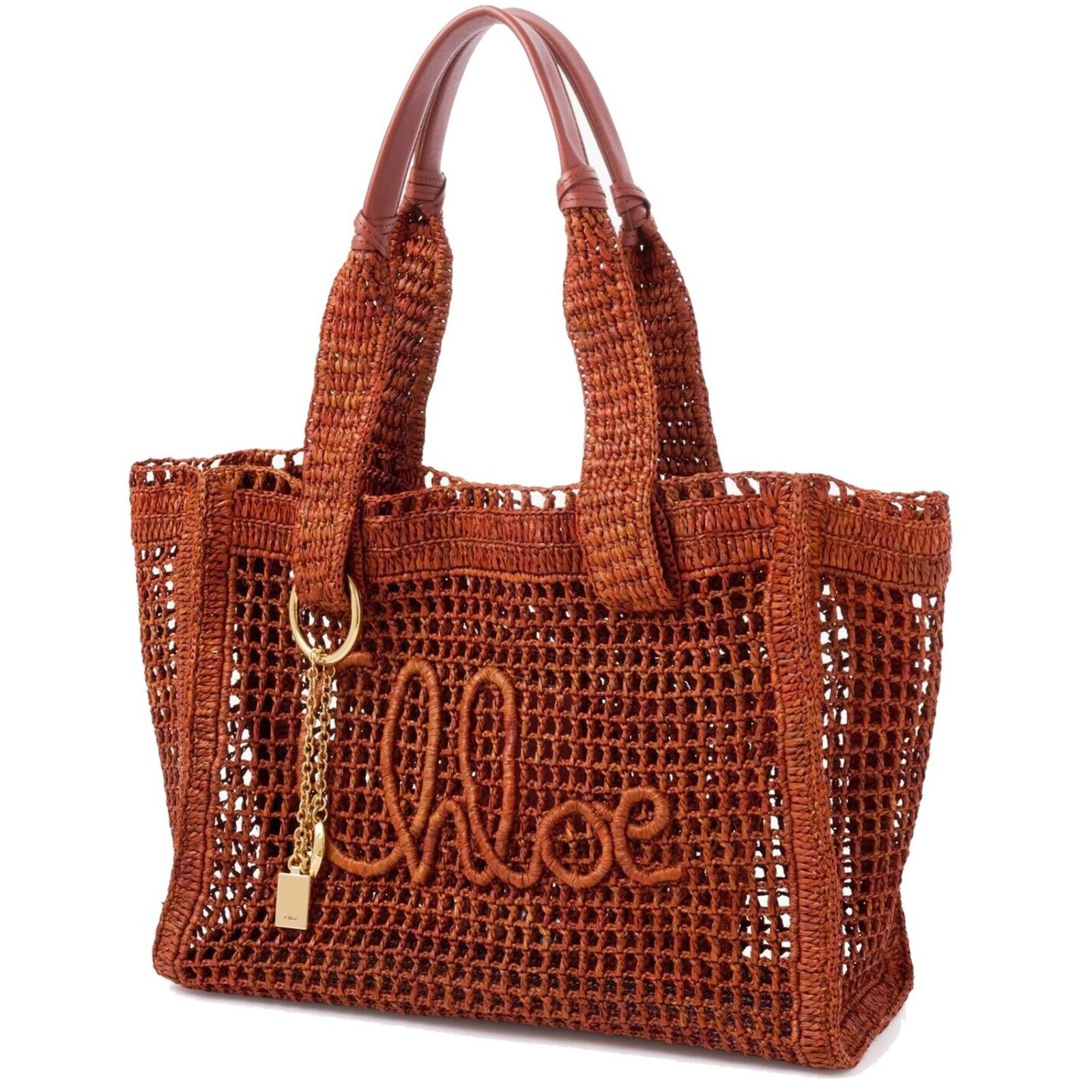 Chloe Chloe Clay Brown Summer Banana Summery Raffia Tote Bag New & Size ONE SIZE - 2 Thumbnail