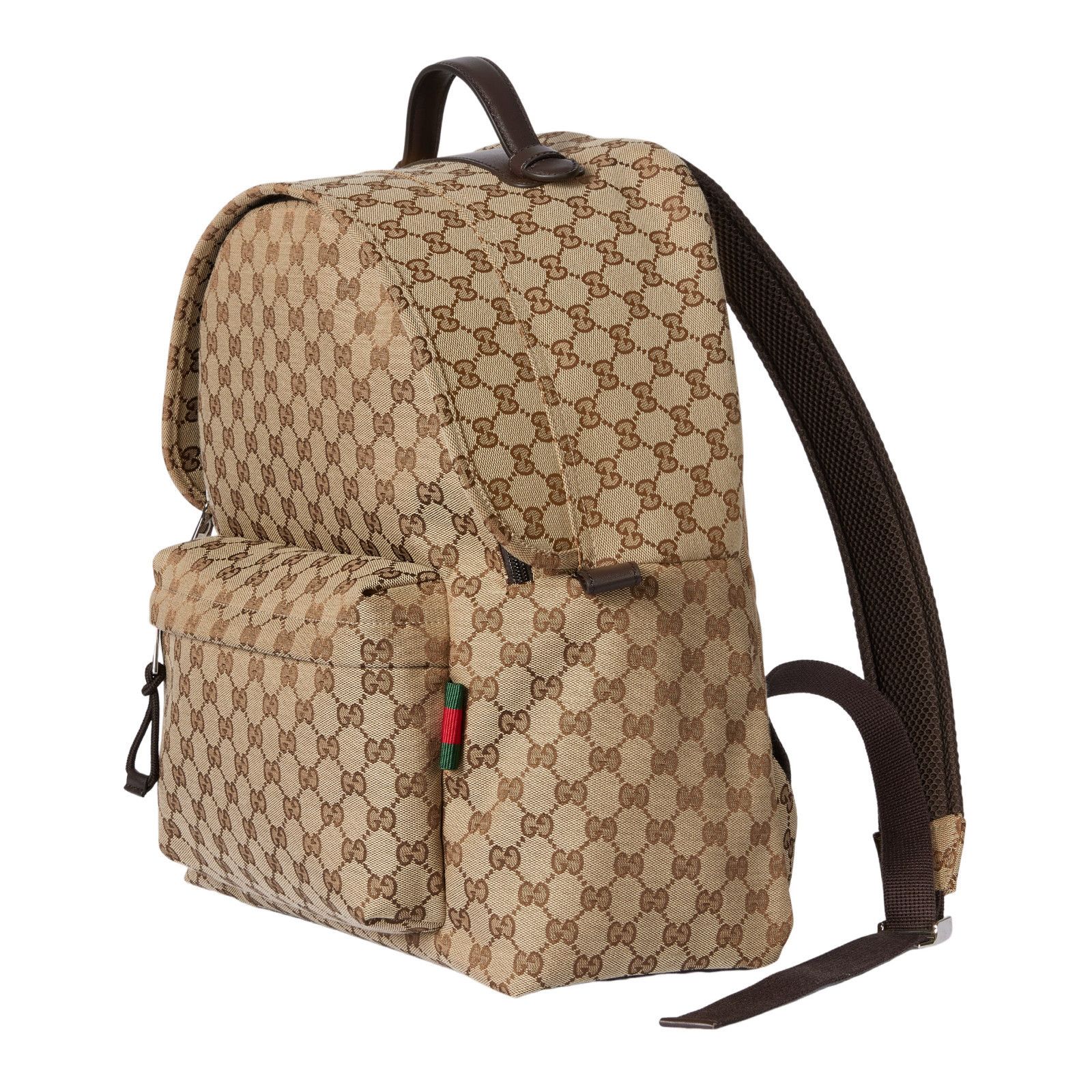 Gucci GUCCI Medium $2800 Beige And Ebony GG Canvas With Web Backp Size ONE SIZE - 2 Thumbnail