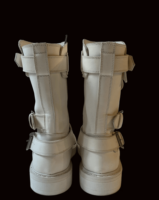 Ann Demeulemeester Ann Demeulemeester 2001 white leather biker boots Size US 10 / IT 40 - 2 Thumbnail