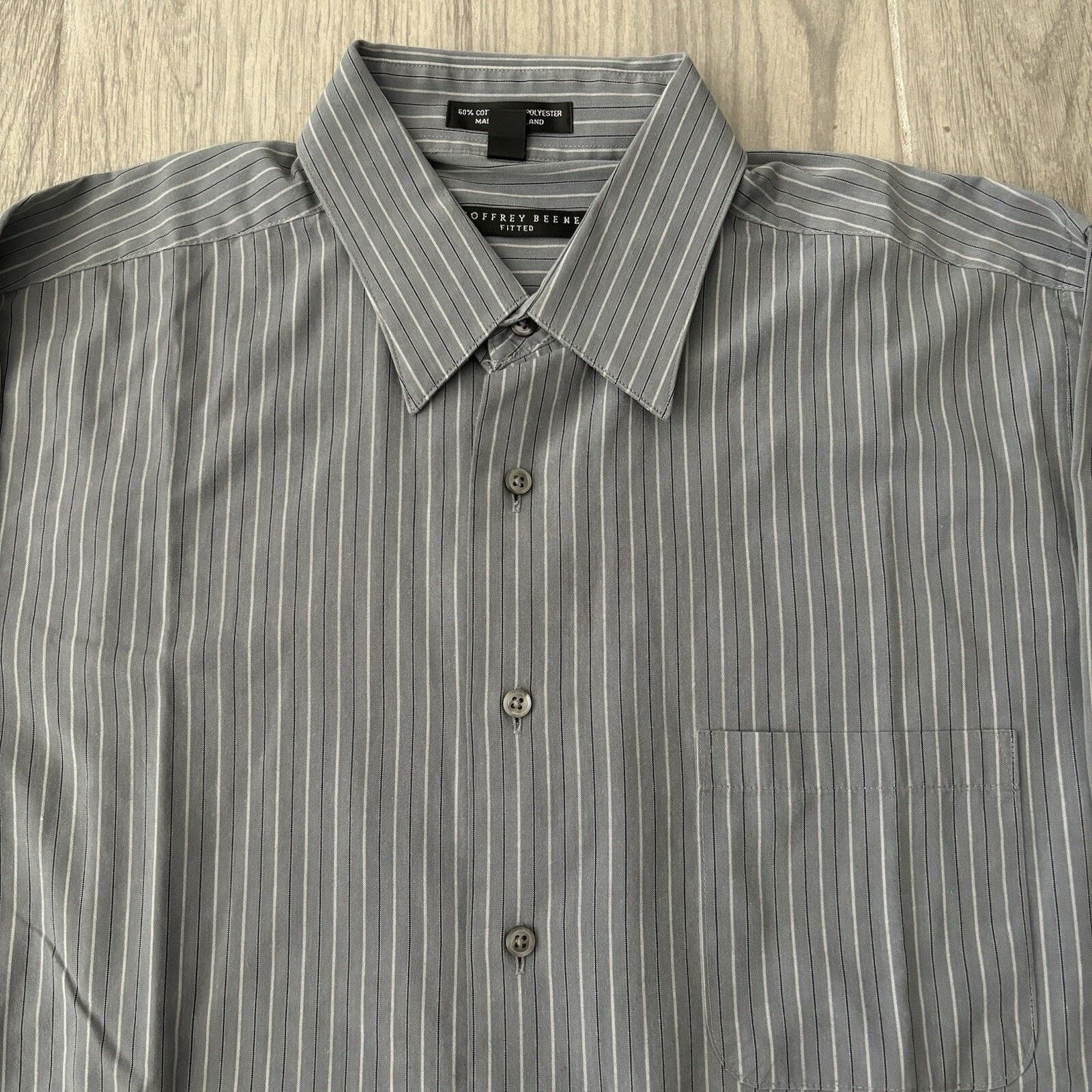 Geoffrey Beene Geoffrey Beene Men’s Large Grey Fitted Wrinkle Free Shirt Size US L / EU 52-54 / 3 - 3 Thumbnail
