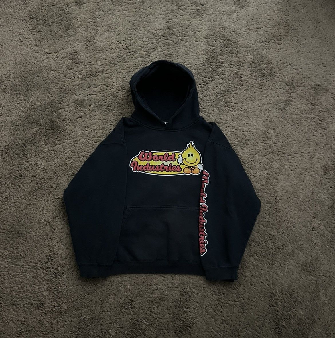 image of Shortys Skateboards Vintage 90's Worlds Industrys Hoodie in Black, Men's (Size Small)