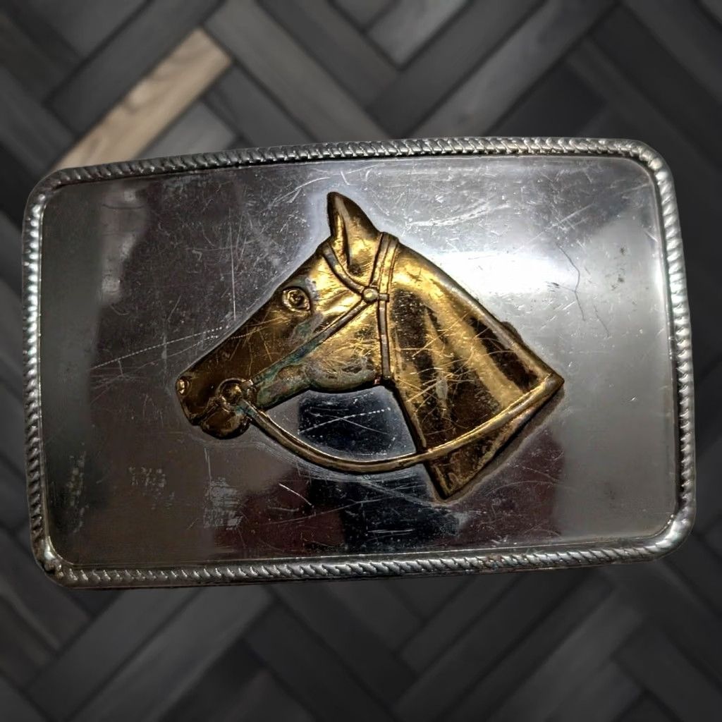 Vintage VINTAGE HORSE HEAD belt buckle MEN Western 1970s Nickel Silver rodeo cowboy belt buckle XS Size ONE SIZE - 1 Thumbnail