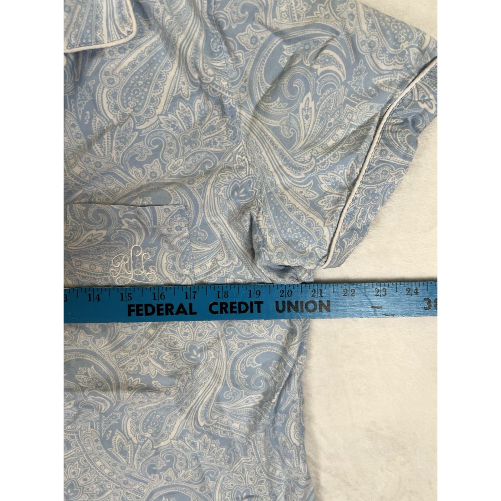 Ralph Lauren Lauren Ralph Lauren Pajama Shirt Collar Button Shirt Women L Blue Paisley Size L / US 10 / IT 46 - 3 Thumbnail