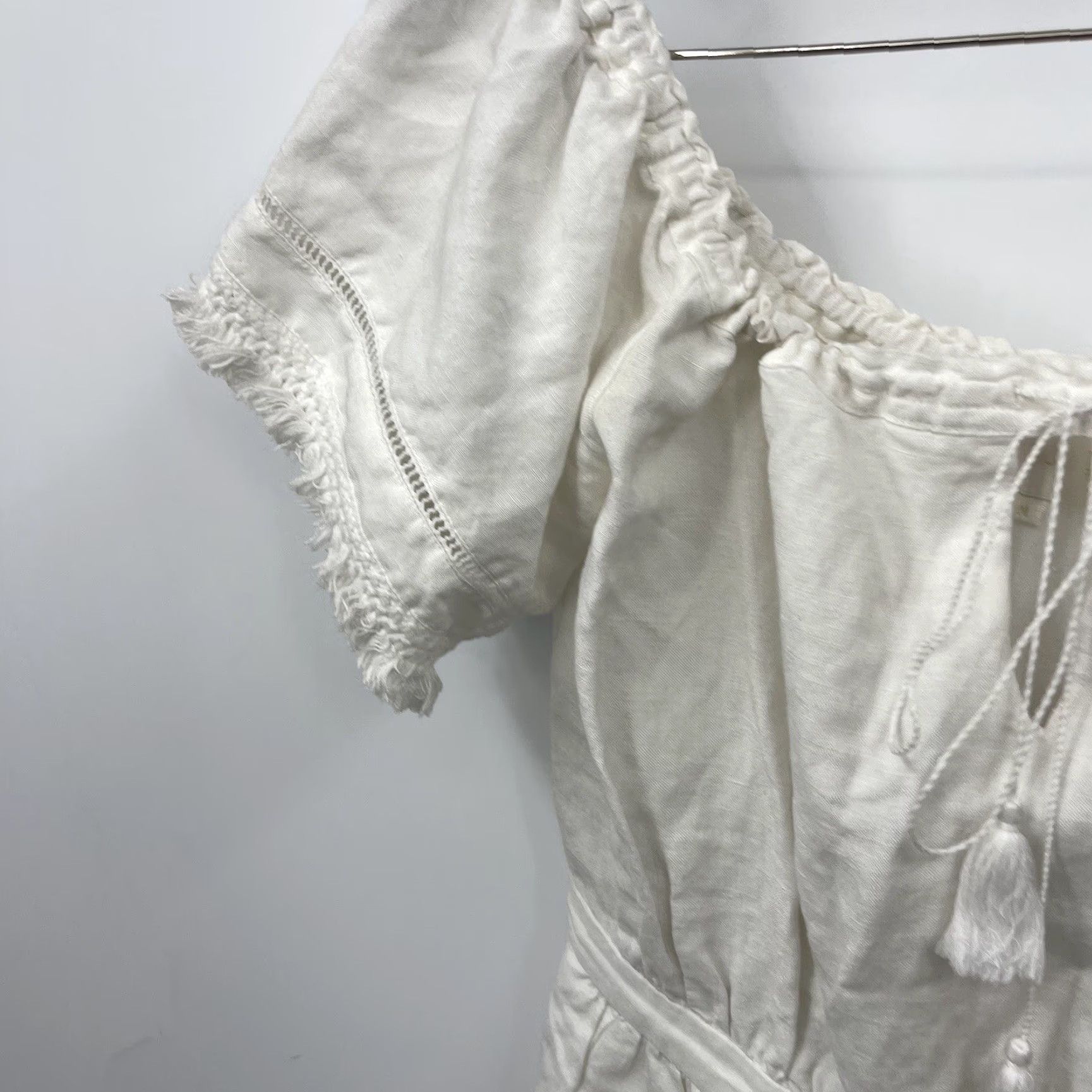 Vintage TJD Dress The Jetset Diaries Womens Mid Ivory Mini Linen Blend Cottagecore Size M / US 6-8 / IT 42-44 - 7 Thumbnail