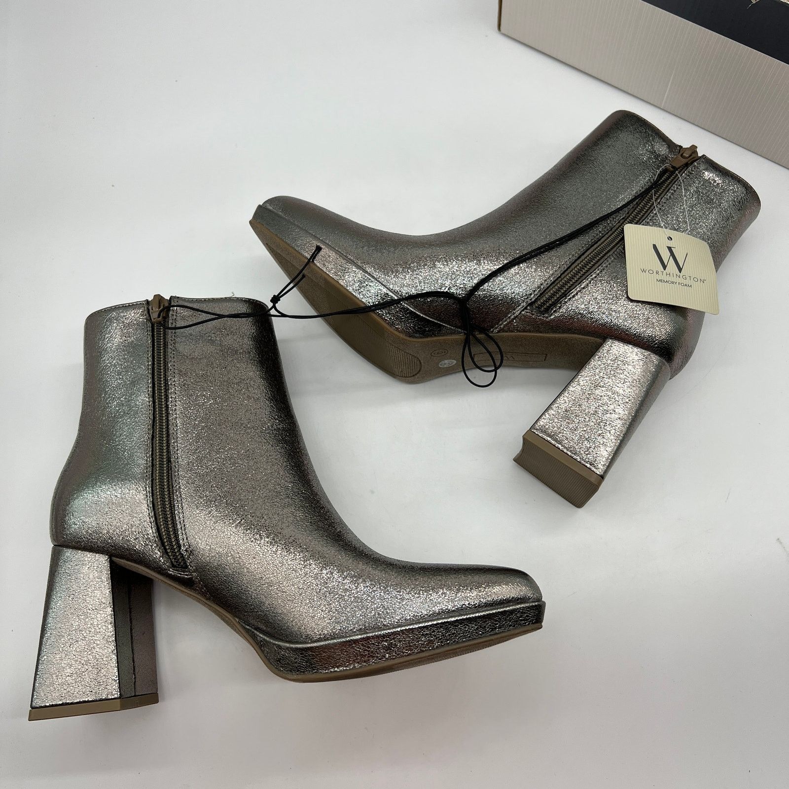 Other Worthington Womens Bannow Flared Heel Booties Pewter Size US 6 / IT 36 - 6 Thumbnail