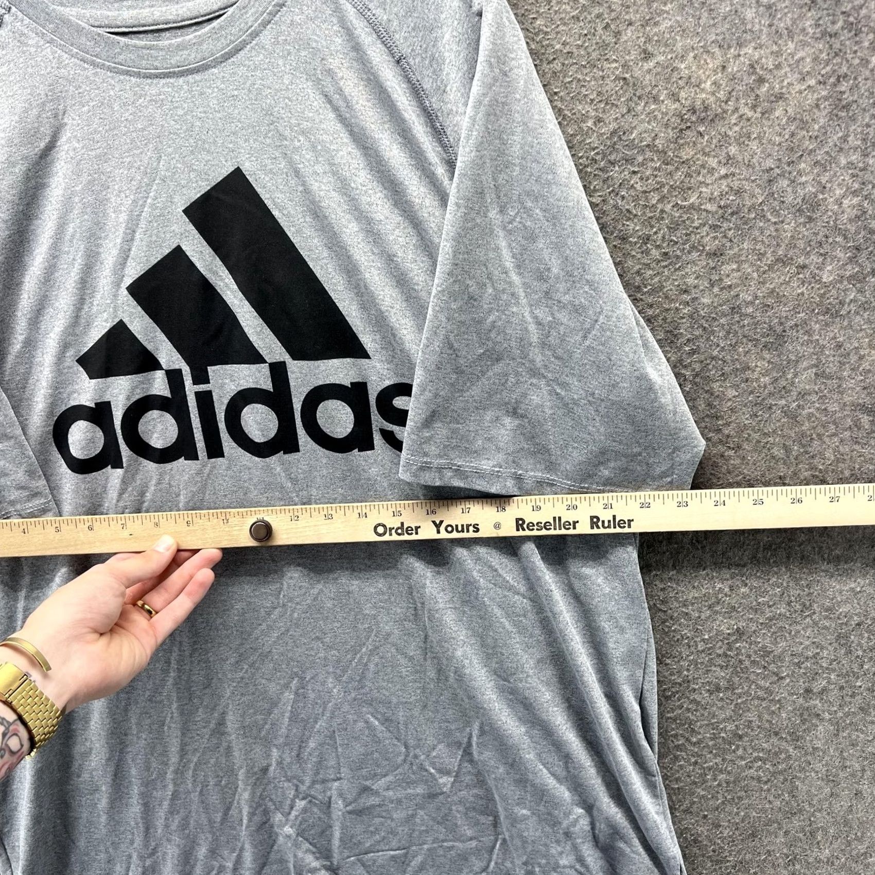Adidas Adidas Shirt Mens XL Gray Climalite Big Logo Performance Athletic Training Shirt Size US XL / EU 56 / 4 - 6 Thumbnail