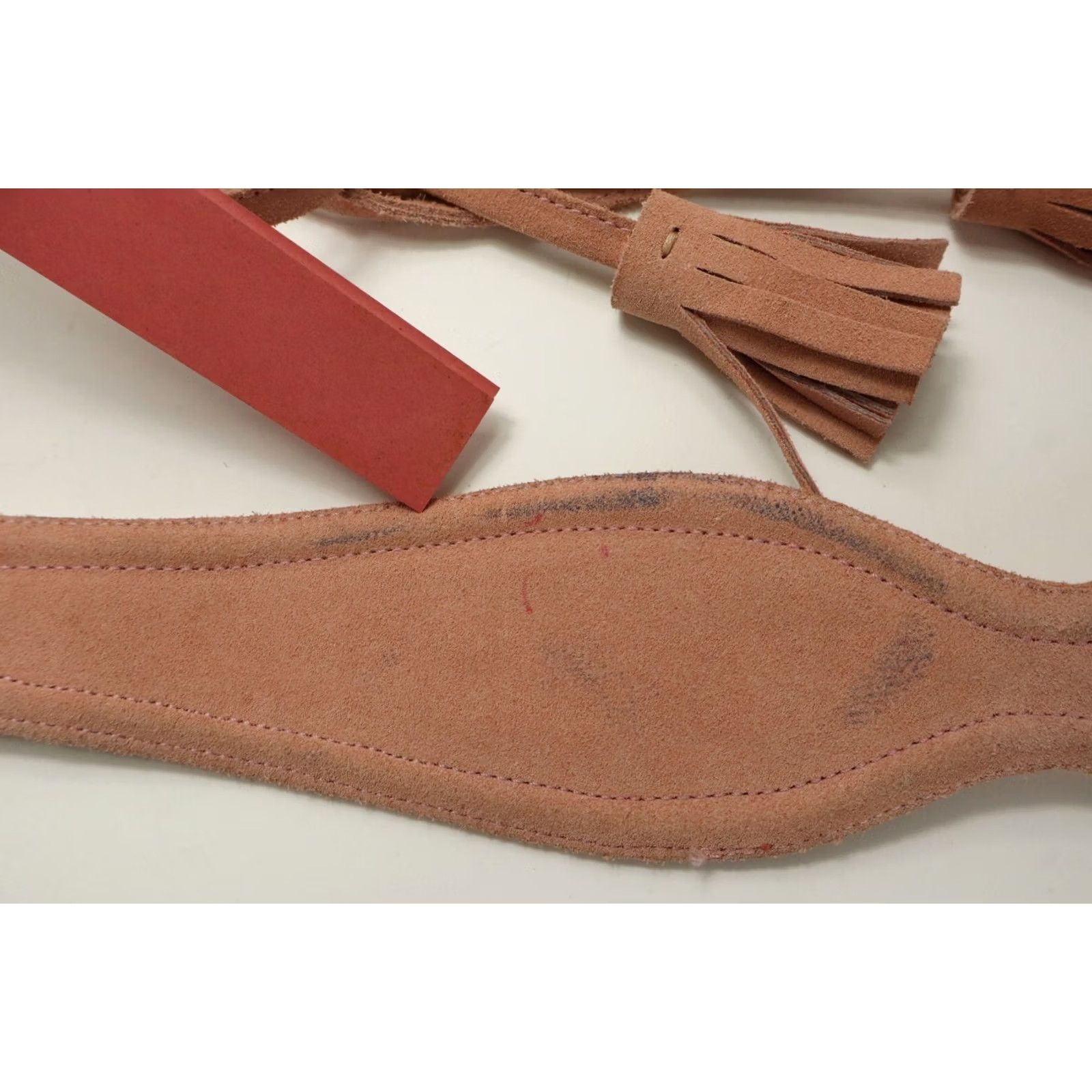 Maje MAJE Belt ONE SIZE Pink Suede Leather Fringe Details Women's Size ONE SIZE - 7 Thumbnail