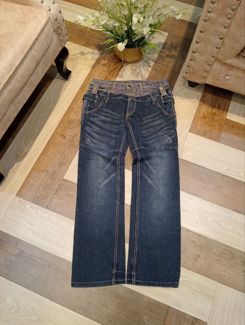 Japanese Brand JAPANESE DOUBLE WAIST BLUE DENIM PANTS Size US 33 - 1 Thumbnail
